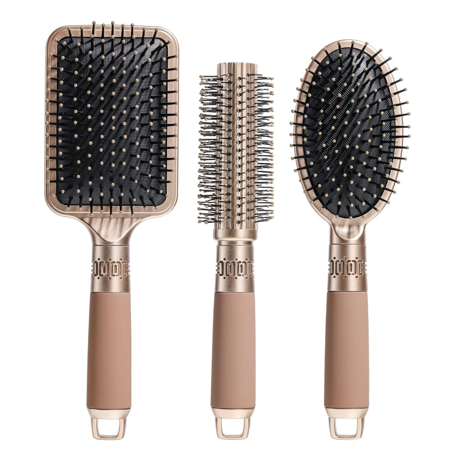 NVTED Hair Brush Set with Detangling Nylon Pins Massage Paddle Brush Cushion Hair Combs Hair Dryer Brush for Women Men Kids Girls (GOLD) NVTED Hair Brush Set with Detangling Nylon Pins Massage Paddle Brush Cushion Hair Combs Hair Dryer Brush for Women Men Kids Girls (GOLD)