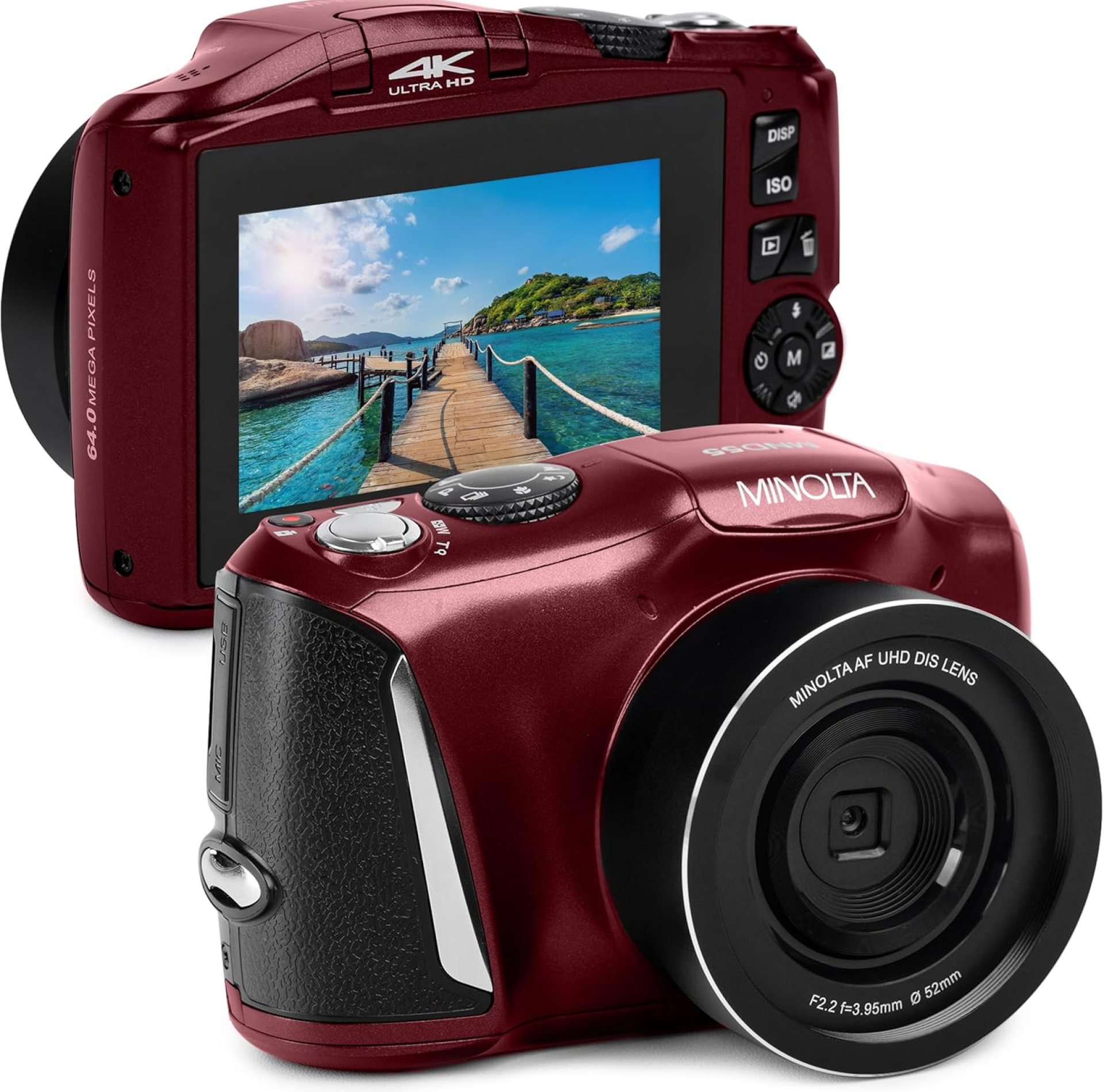 Minolta 64 Mega Pixels Digital Camera with 4K Video 60 FPS & WiFi, Red Minolta 64 Mega Pixels Digital Camera with 4K Video 60 FPS & WiFi, Red