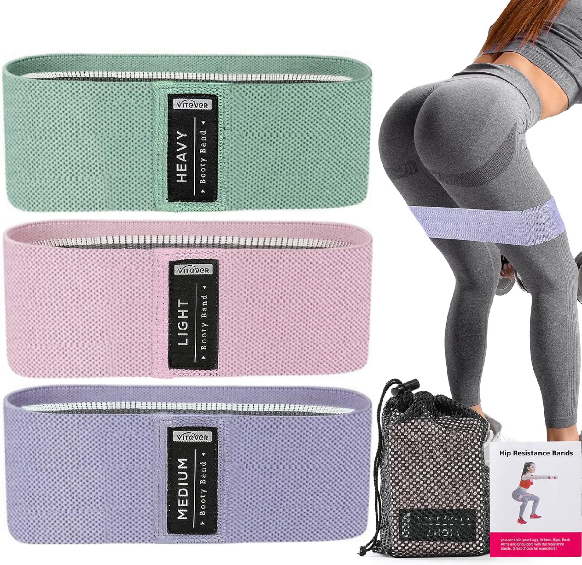 3 Levels Booty Bands Set, Resistance Bands for Working Out, Exercise Bands for Women Legs and Butt, Yoga Starter Set 3 Levels Booty Bands Set, Resistance Bands for Working Out, Exercise Bands for Women Legs and Butt, Yoga Starter Set