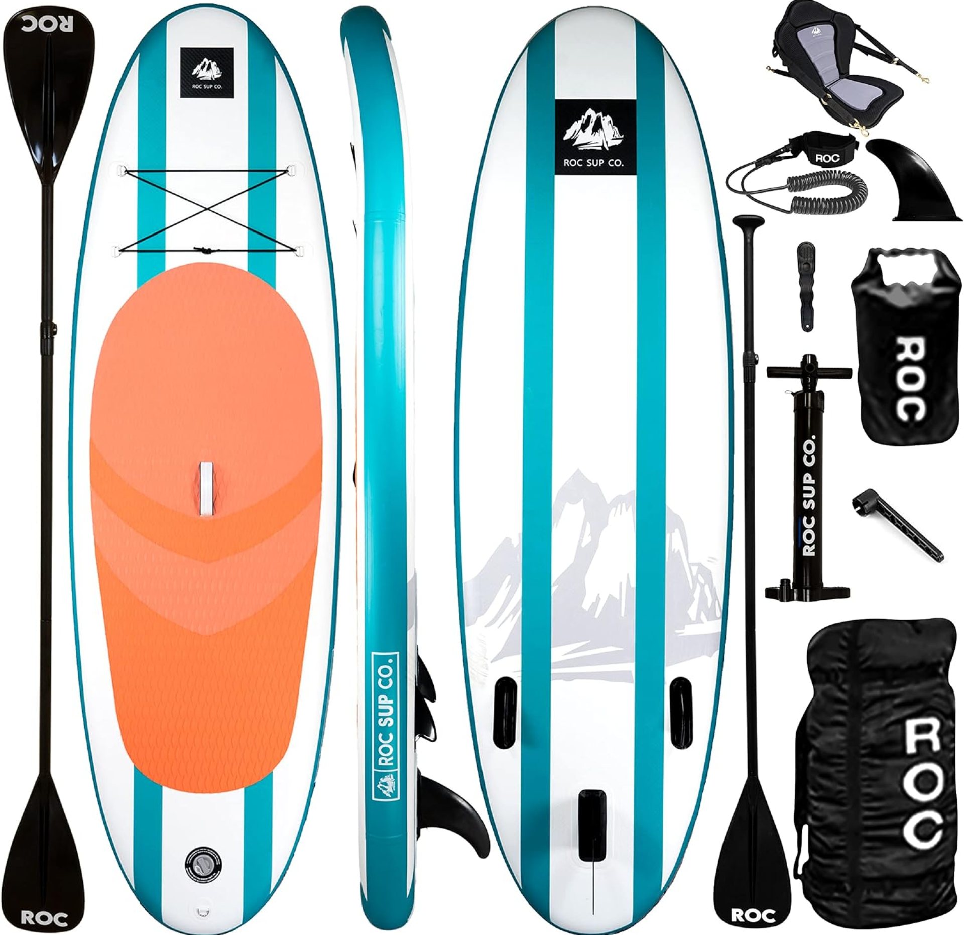 Roc Inflatable Stand Up Paddle Boards with Premium SUP Paddle Board Accessories, Wide Stable Design, Non-Slip Comfort Deck for Youth & Adults Roc Inflatable Stand Up Paddle Boards with Premium SUP Paddle Board Accessories, Wide Stable Design, Non-Slip Comfort Deck for Youth & Adults