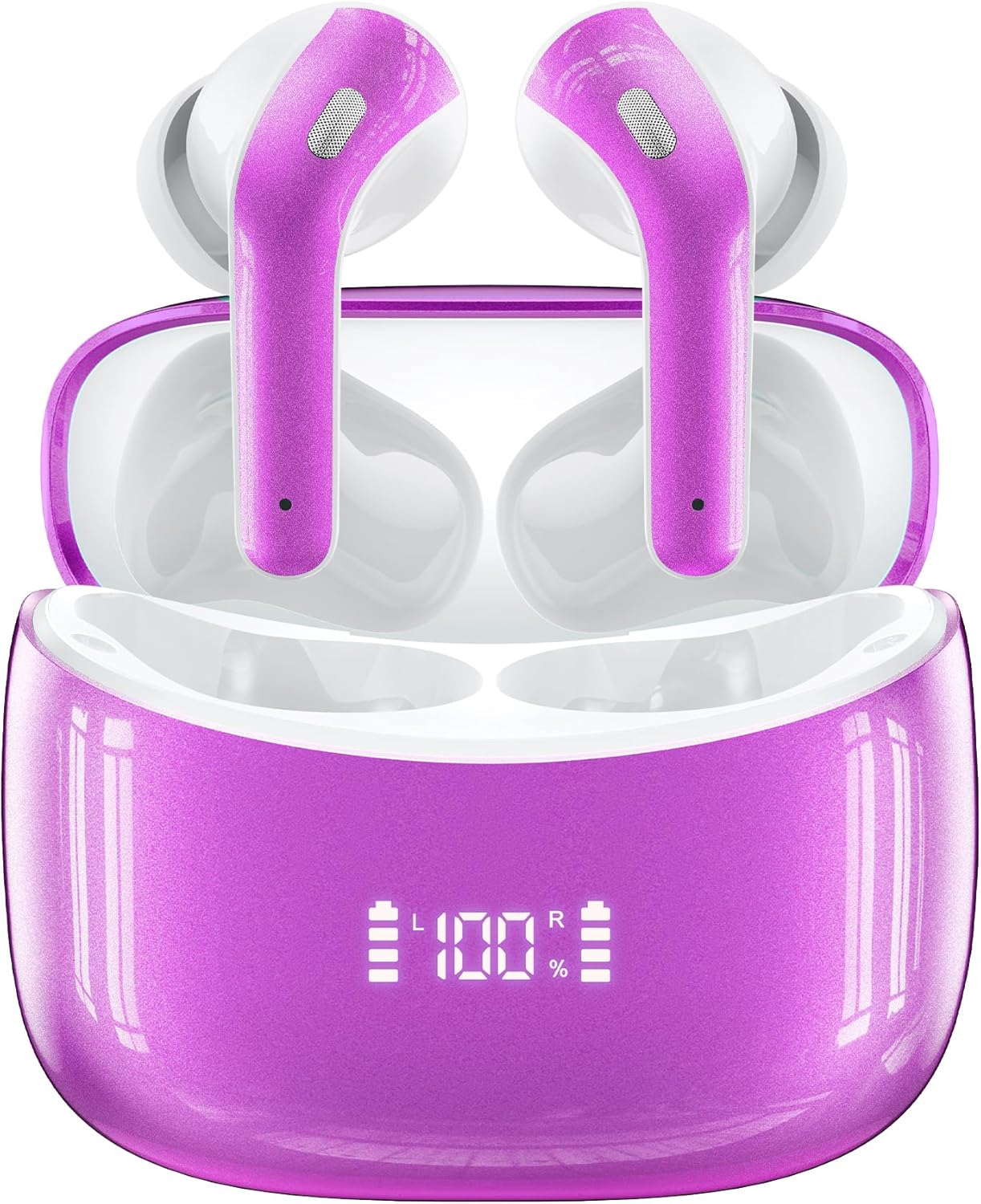 Wireless Earbuds Bluetooth 5.4 Headphones 60H Playtime Bass Stereo Ear Buds with Noise Cancelling Mic LED Display Earbud & in Ear Earphones IP7 Waterproof for Laptop Pad Phones Workout Purple M Wireless Earbuds Bluetooth 5.4 Headphones 60H Playtime Bass Stereo Ear Buds with Noise Cancelling Mic LED Display Earbud & in Ear Earphones IP7 Waterproof for Laptop Pad Phones Workout Purple M