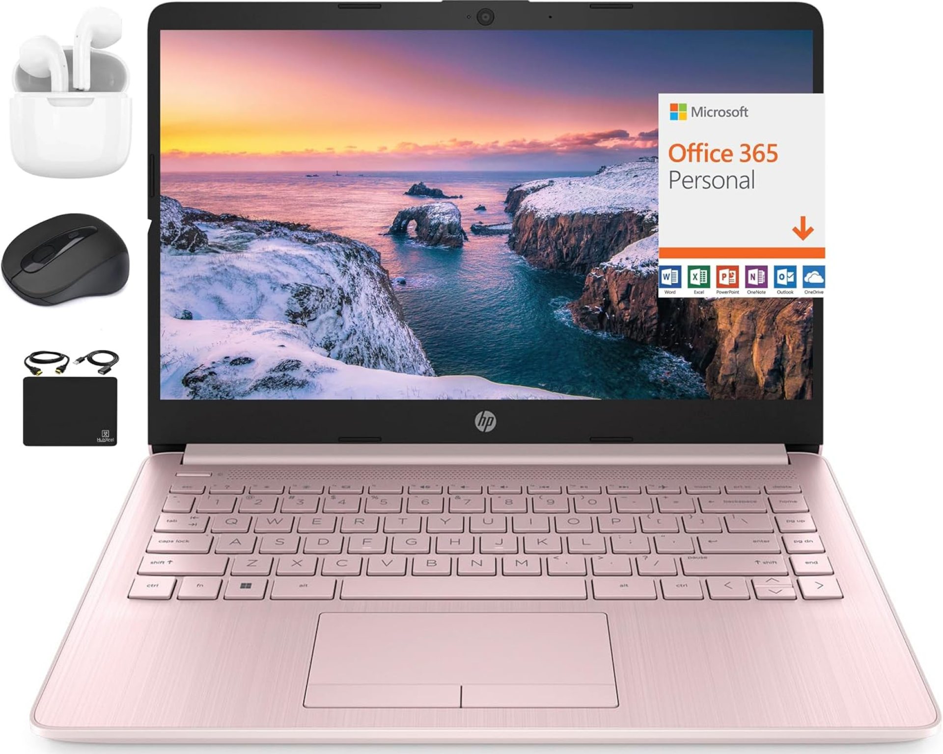 HP New 14″ HD Ultral Light Thin Laptop, Quad-Core Intel Celeron Processor, 16GB RAM, 564GB (64GB eMMC+ 500GB Ext), Wi-Fi, Upto 11 Hours, Windows 11 S + 1 Year Office 365+HubxcelAccessory, Pink HP New 14″ HD Ultral Light Thin Laptop, Quad-Core Intel Celeron Processor, 16GB RAM, 564GB (64GB eMMC+ 500GB Ext), Wi-Fi, Upto 11 Hours, Windows 11 S + 1 Year Office 365+HubxcelAccessory, Pink