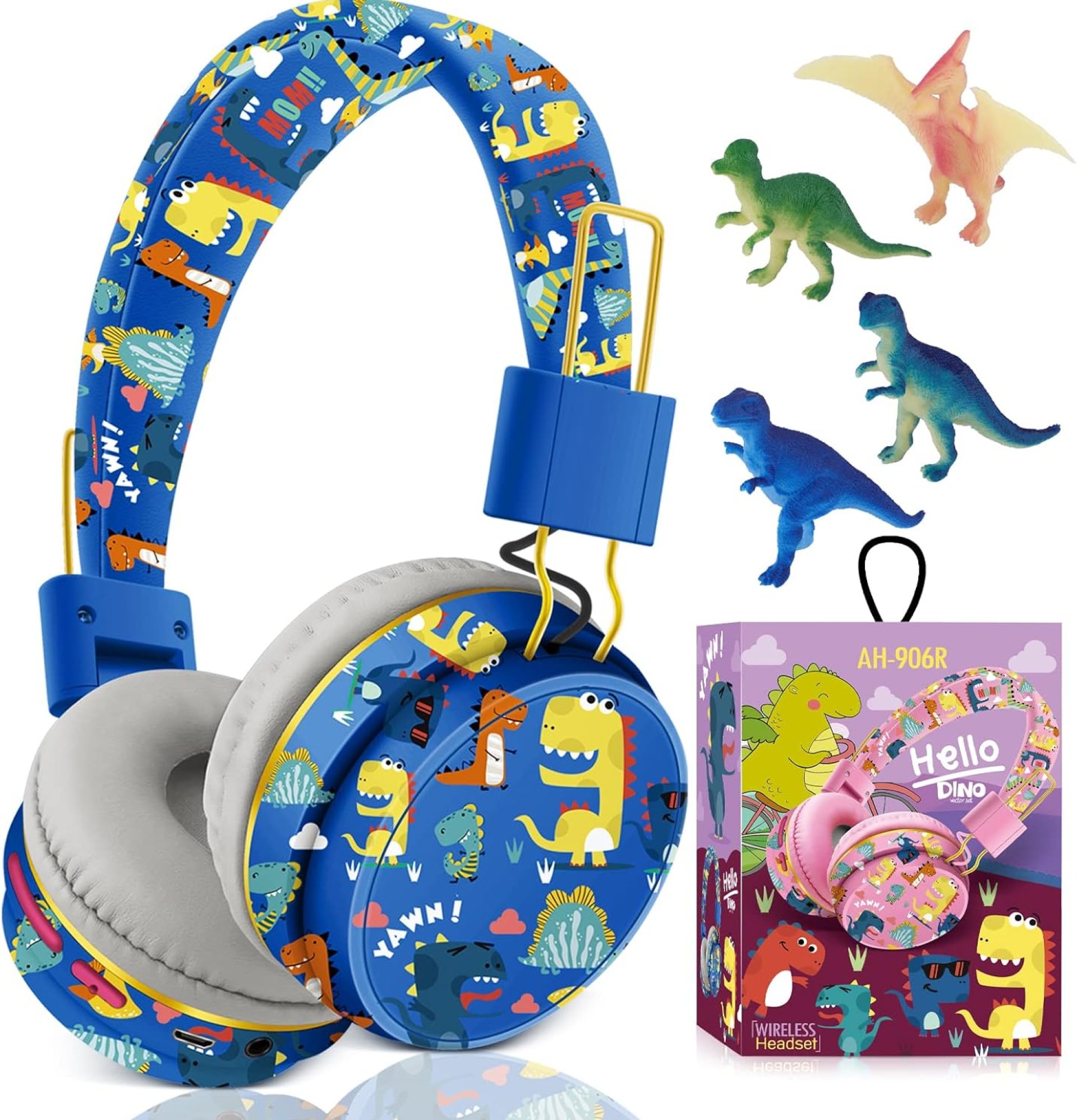 QearFun Dinosaur Headphones for Boys Kids for School, Kids Bluetooth Headphones with Microphone & 3.5mm Jack, Teens Toddlers Wireless Headphones with Adjustable Headband for Tablet/PC (Blue) QearFun Dinosaur Headphones for Boys Kids for School, Kids Bluetooth Headphones with Microphone & 3.5mm Jack, Teens Toddlers Wireless Headphones with Adjustable Headband for Tablet/PC (Blue)