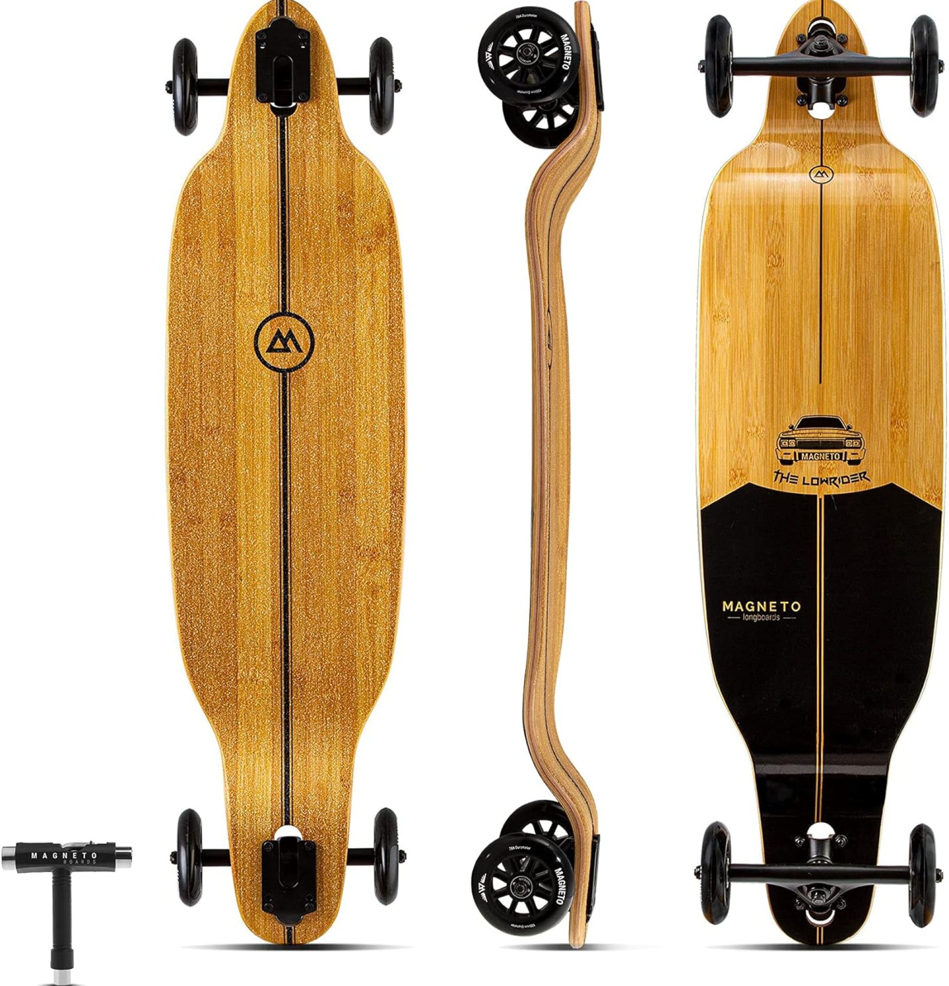 Magneto Longboards Bamboo Longboards| 42” x 9” | for Cruising, Carving, Free-Style, Downhill and Dancing (Bamboo Drop & Fiberglass Through Longboard) Magneto Longboards Bamboo Longboards| 42” x 9” | for Cruising, Carving, Free-Style, Downhill and Dancing (Bamboo Drop & Fiberglass Through Longboard)