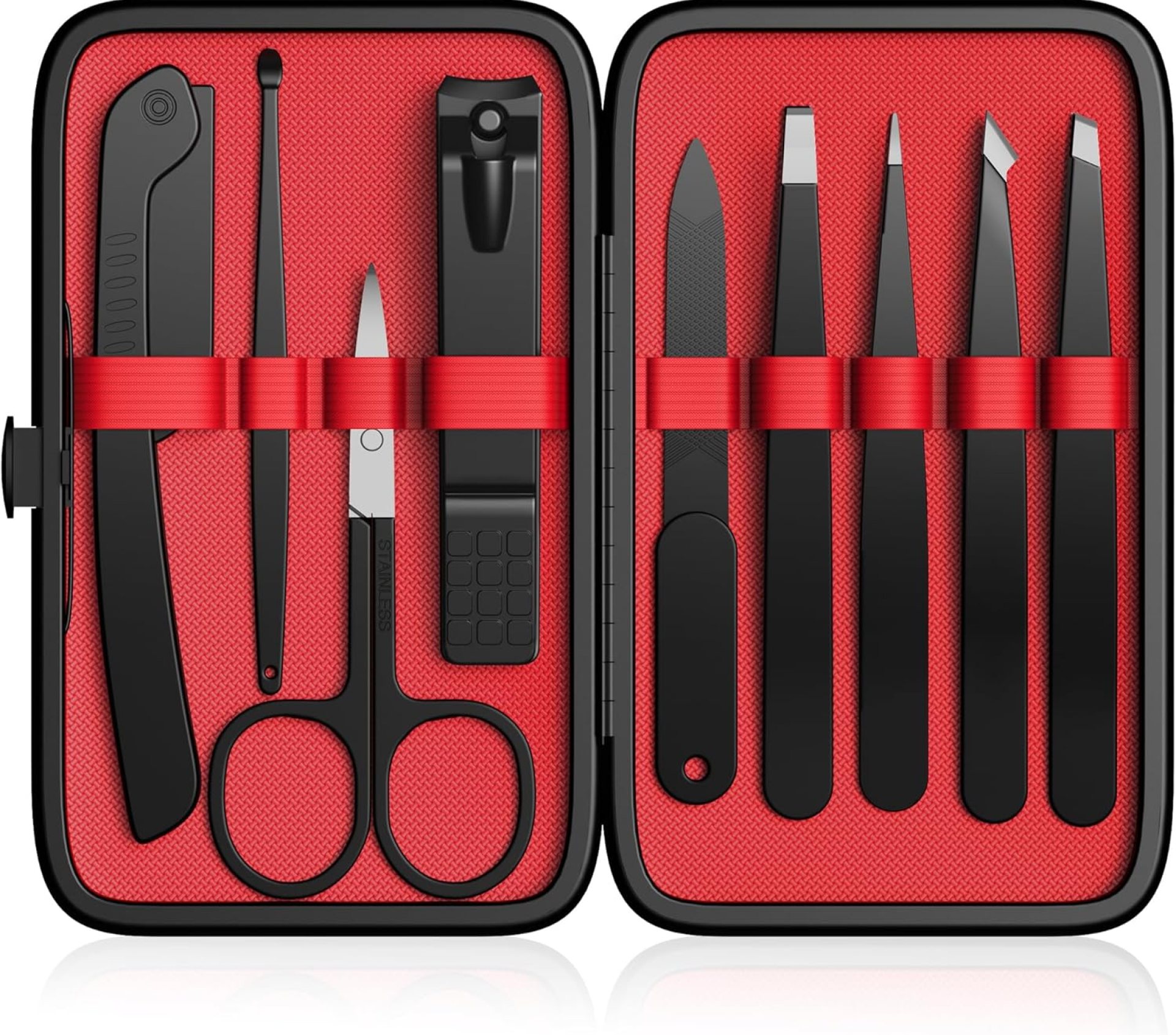 Yougai Tweezers and Nail Clippers Set,9 Pcs Professional Stainless Steel Tweezers Kit-Great Precision Tweezers with Curved Scissors and Eyebrow Razor for Daily Beauty Tools with Leather Travel Case Yougai Tweezers and Nail Clippers Set,9 Pcs Professional Stainless Steel Tweezers Kit-Great Precision Tweezers with Curved Scissors and Eyebrow Razor for Daily Beauty Tools with Leather Travel Case