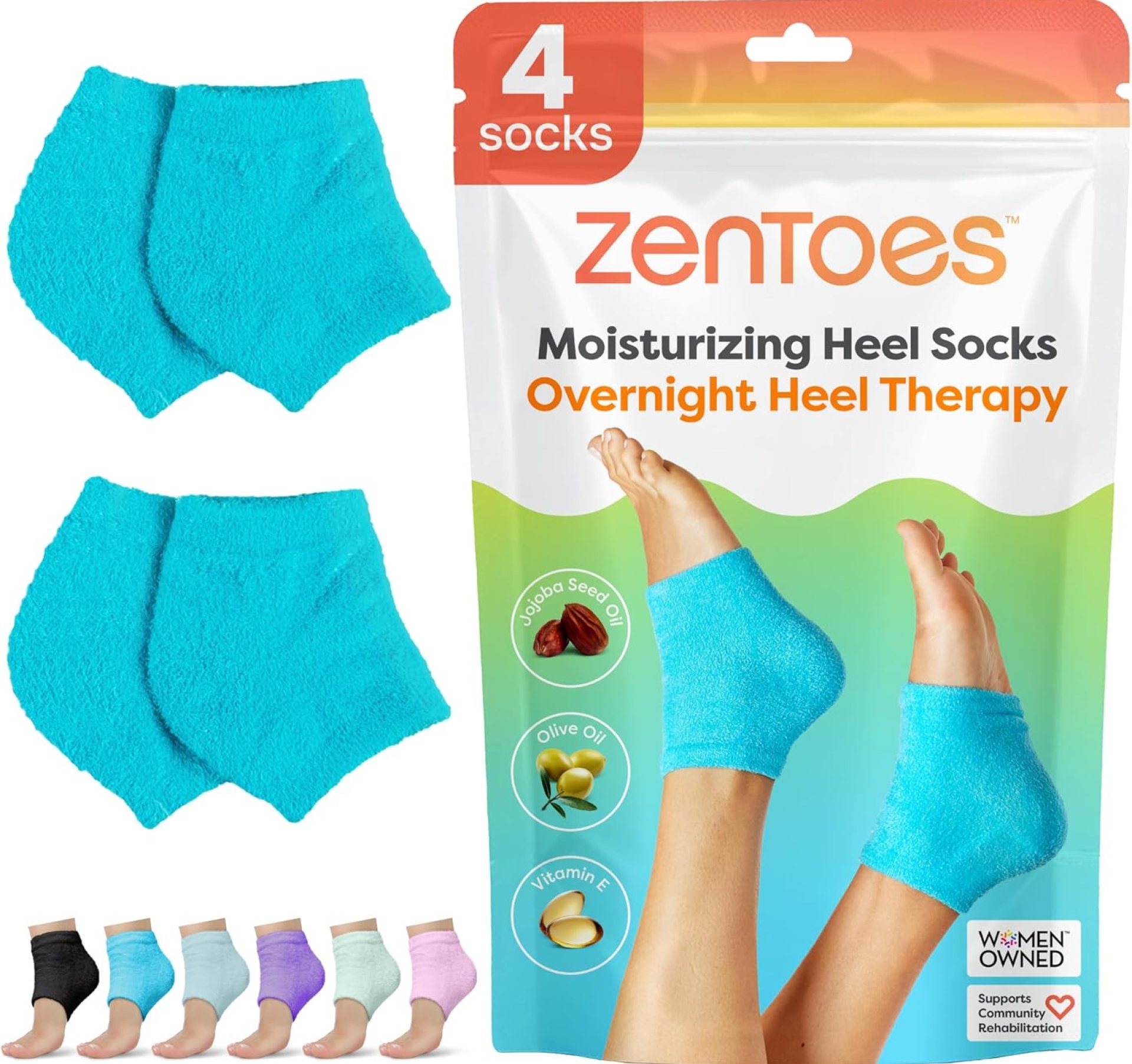 ZenToes Moisturizing Fuzzy Sleep Socks with Vitamin E, Olive Oil and Jojoba Seed Oil to Soften and Hydrate Dry Cracked Heels (Regular, Blue) ZenToes Moisturizing Fuzzy Sleep Socks with Vitamin E, Olive Oil and Jojoba Seed Oil to Soften and Hydrate Dry Cracked Heels (Regular, Blue)