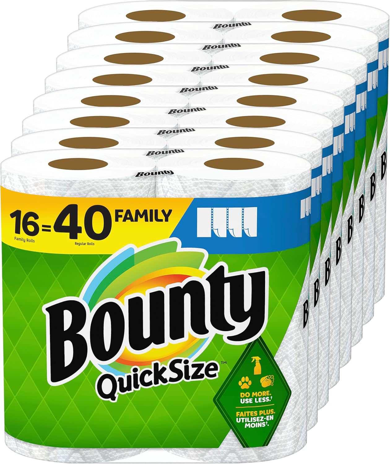 Bounty Paper Towels Quick Size, White, 16 Family Rolls = 40 Regular Rolls Bounty Paper Towels Quick Size, White, 16 Family Rolls = 40 Regular Rolls