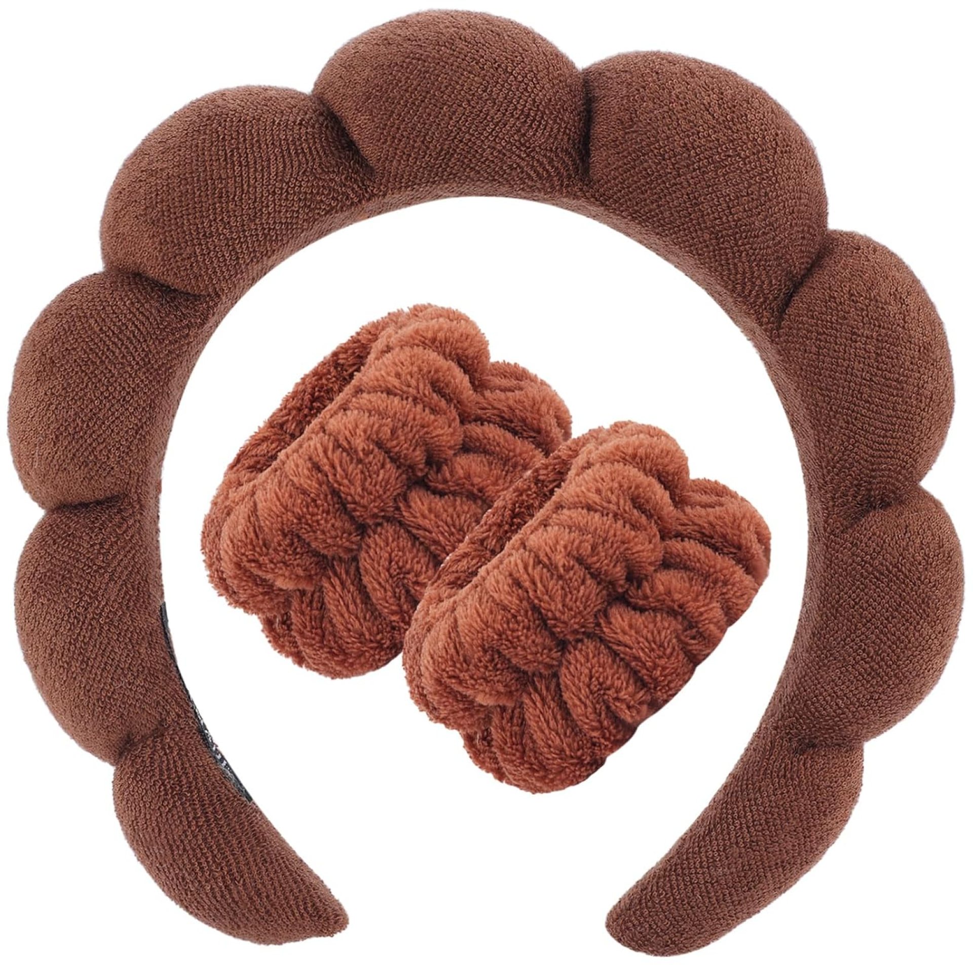 Zkptops Spa Headband for Washing Face Wristband Set Sponge Makeup Skincare Terry Cloth Bubble Soft Get Ready Hairband for Women Girl Puffy Padded Headwear Non Slip Thick Hair Accessory(Dark Brown) Zkptops Spa Headband for Washing Face Wristband Set Sponge Makeup Skincare Terry Cloth Bubble Soft Get Ready Hairband for Women Girl Puffy Padded Headwear Non Slip Thick Hair Accessory(Dark Brown)