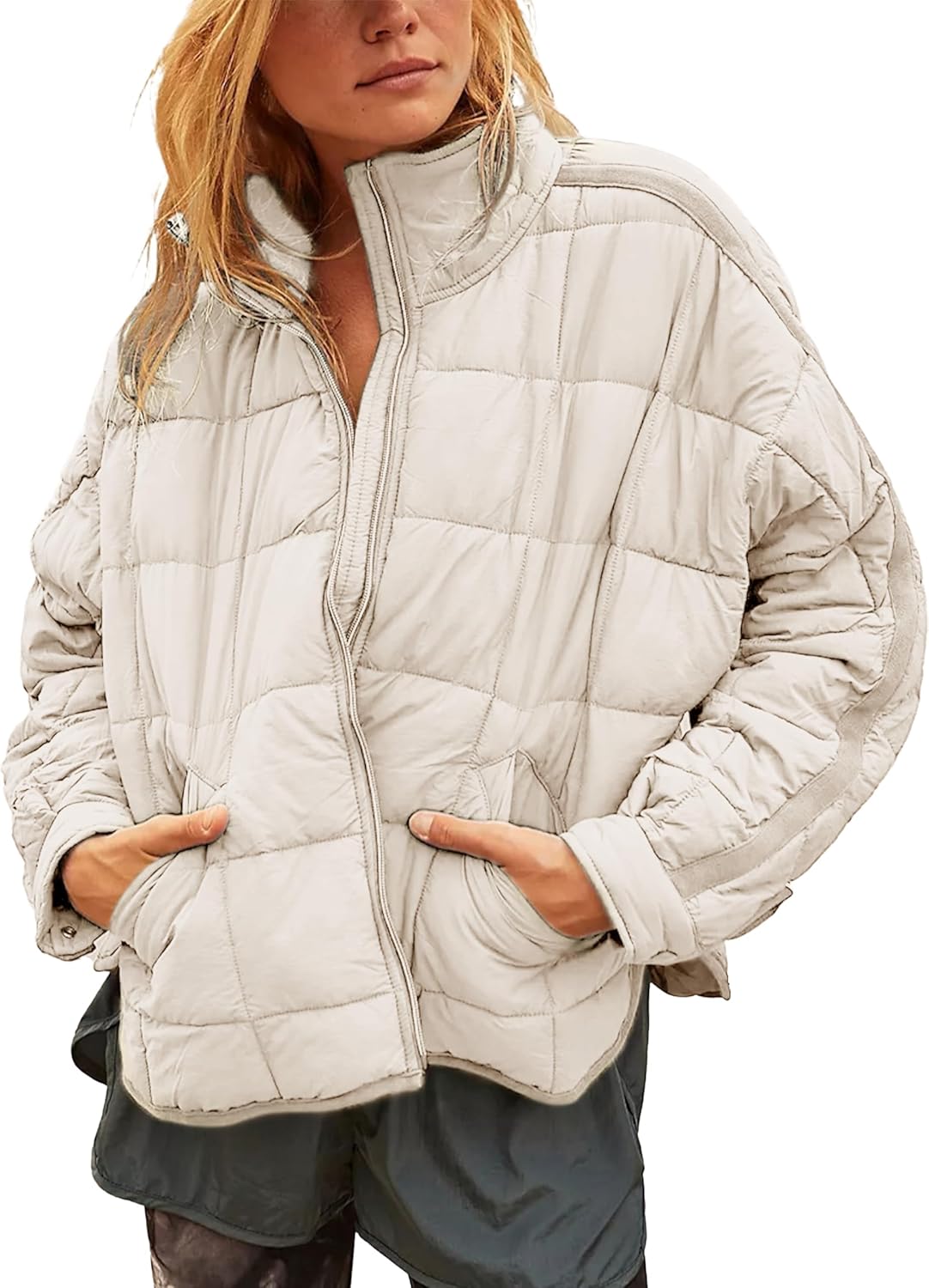 Quilted Puffer Jacket Women Lightweight Short Zip Up Padded Coat with Pockets Quilted Puffer Jacket Women Lightweight Short Zip Up Padded Coat with Pockets