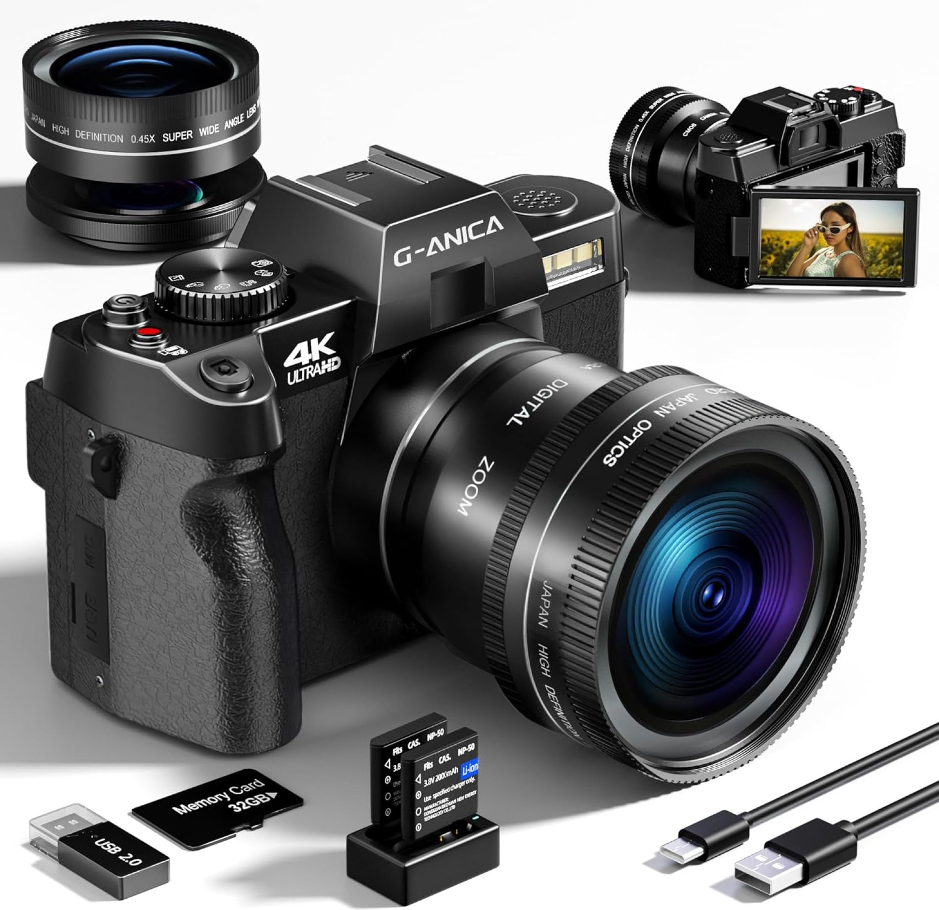 Digital Camera, 48MP Cameras for Photography with WiFi & App Control, 4K Vlogging Camera for YouTube,Compact Camera,Perfect for Entry-Level Users and Beginners with Macro&Wide Lens-32GB Card Digital Camera, 48MP Cameras for Photography with WiFi & App Control, 4K Vlogging Camera for YouTube,Compact Camera,Perfect for Entry-Level Users and Beginners with Macro&Wide Lens-32GB Card
