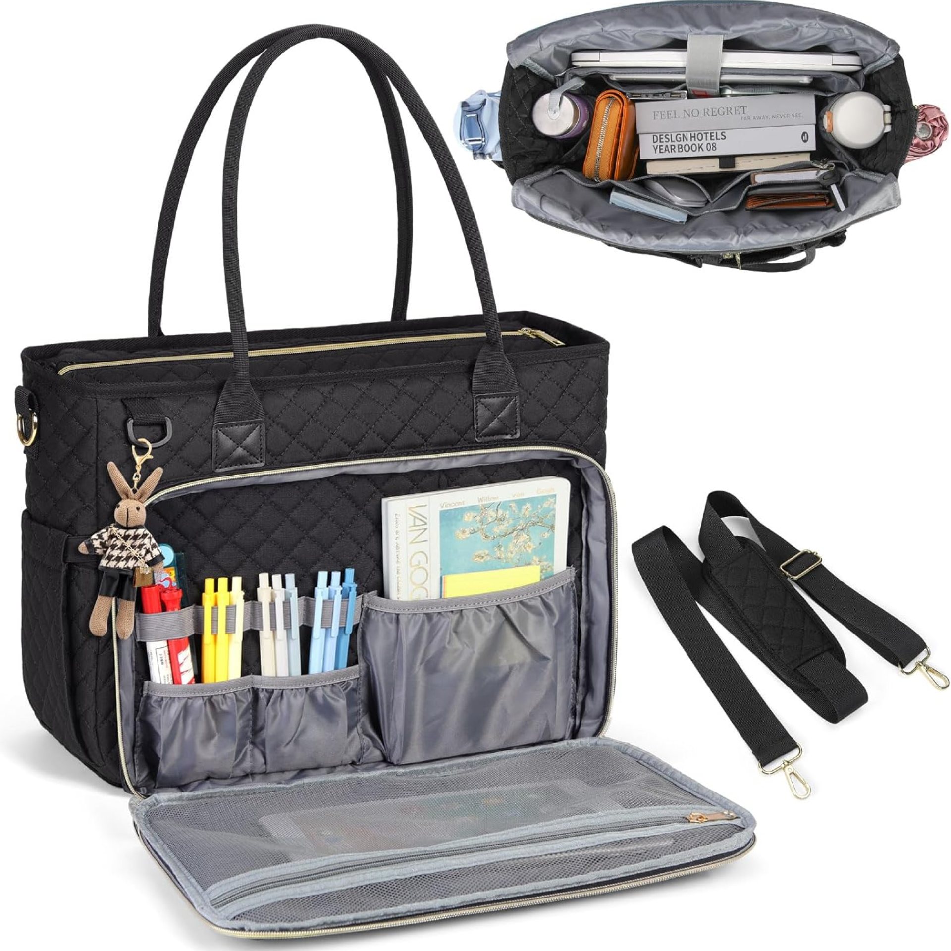 RAINSMORE Teacher Tote Bag 15.6 inch Laptop Bag for Women Work Bag Laptop Tote Nurse Bag Professional Computer Messenger with Insulated Pocket, Laptop Briefcase for Office, College, Nursing, Black RAINSMORE Teacher Tote Bag 15.6 inch Laptop Bag for Women Work Bag Laptop Tote Nurse Bag Professional Computer Messenger with Insulated Pocket, Laptop Briefcase for Office, College, Nursing, Black