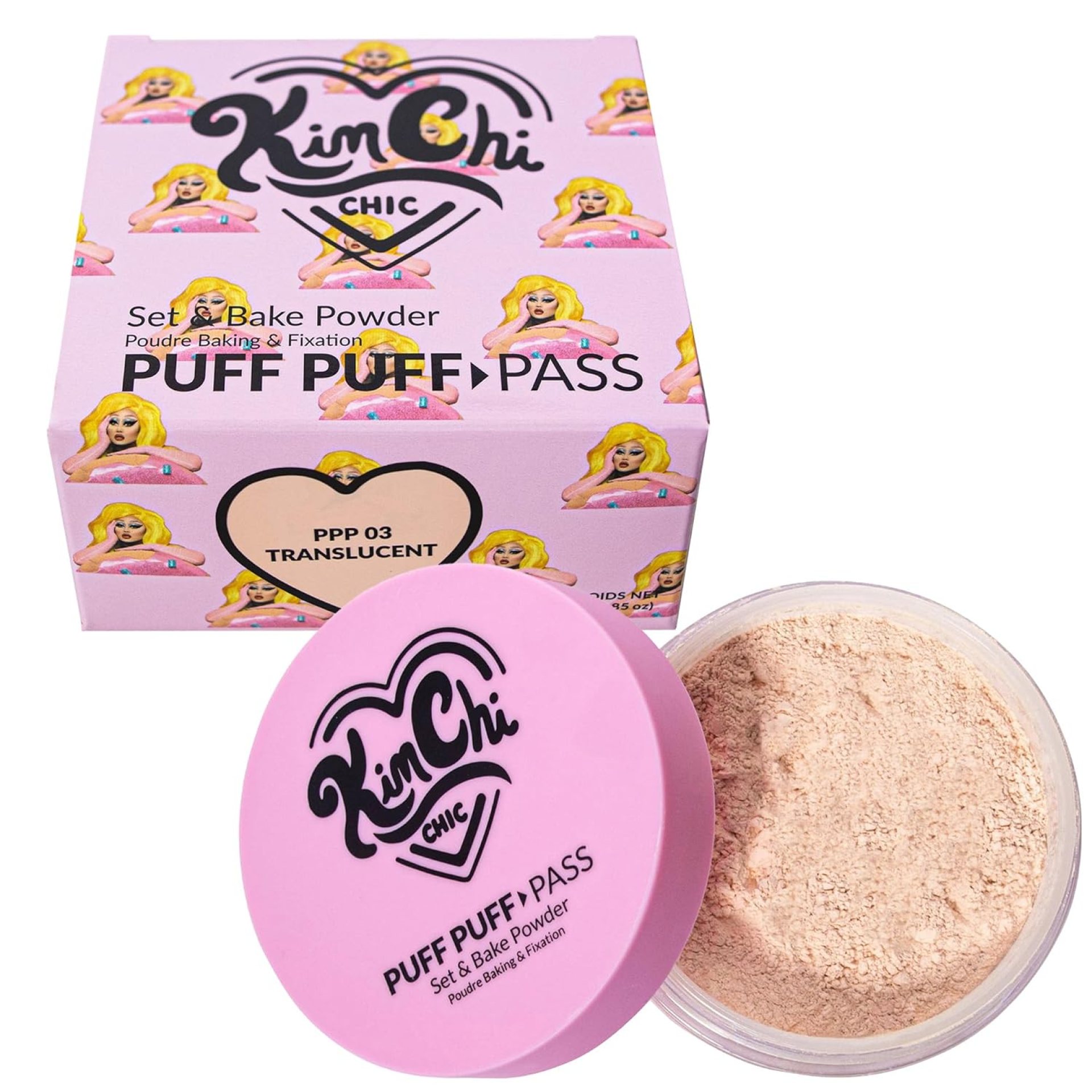 Kimchi Chic Beauty Puff Puff Pass Set and Bake Powder, Loose Face Powder with Extra Fluffy Setting Powder Puff, Soft Natural Face Makeup for Uneven Skin Tone, 03 Translucent Kimchi Chic Beauty Puff Puff Pass Set and Bake Powder, Loose Face Powder with Extra Fluffy Setting Powder Puff, Soft Natural Face Makeup for Uneven Skin Tone, 03 Translucent