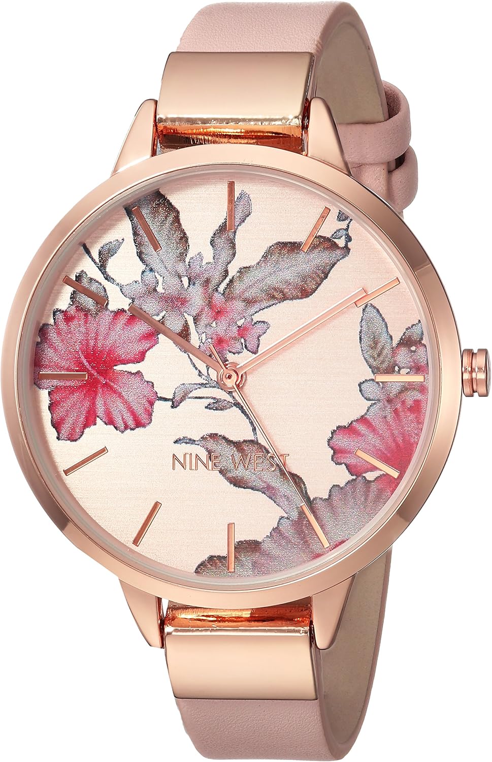 Nine West Women’s Floral Dial Smooth Strap Watch Nine West Women’s Floral Dial Smooth Strap Watch