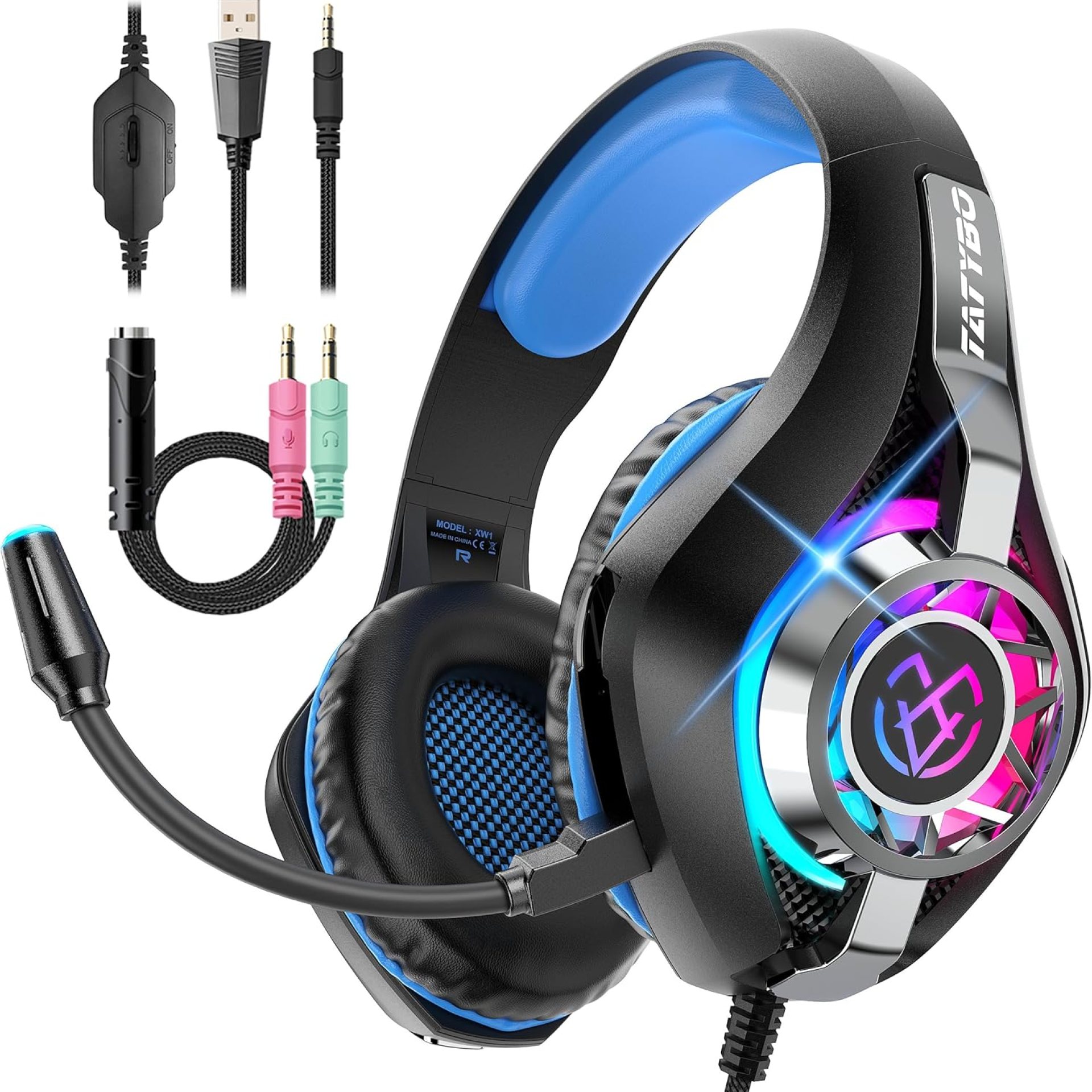 Gaming Headset for PC, Ps5, Switch, Mobile, Gaming Headphones for Nintendo with Noise Canceling Mic, Deep Bass Stereo Sound Gaming Headset for PC, Ps5, Switch, Mobile, Gaming Headphones for Nintendo with Noise Canceling Mic, Deep Bass Stereo Sound