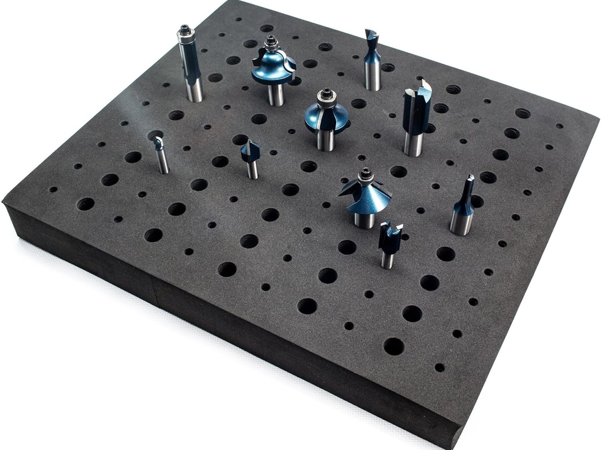 POWERTEC Router Bit Tray for 110 Bits. 50 1/2″ and 60 1/4″ Shank, Router Bit Holder, Woodworking Tools Form for 1/2″ & 1/4″ Shank Router Bits (71046) POWERTEC Router Bit Tray for 110 Bits. 50 1/2″ and 60 1/4″ Shank, Router Bit Holder, Woodworking Tools Form for 1/2″ & 1/4″ Shank Router Bits (71046)