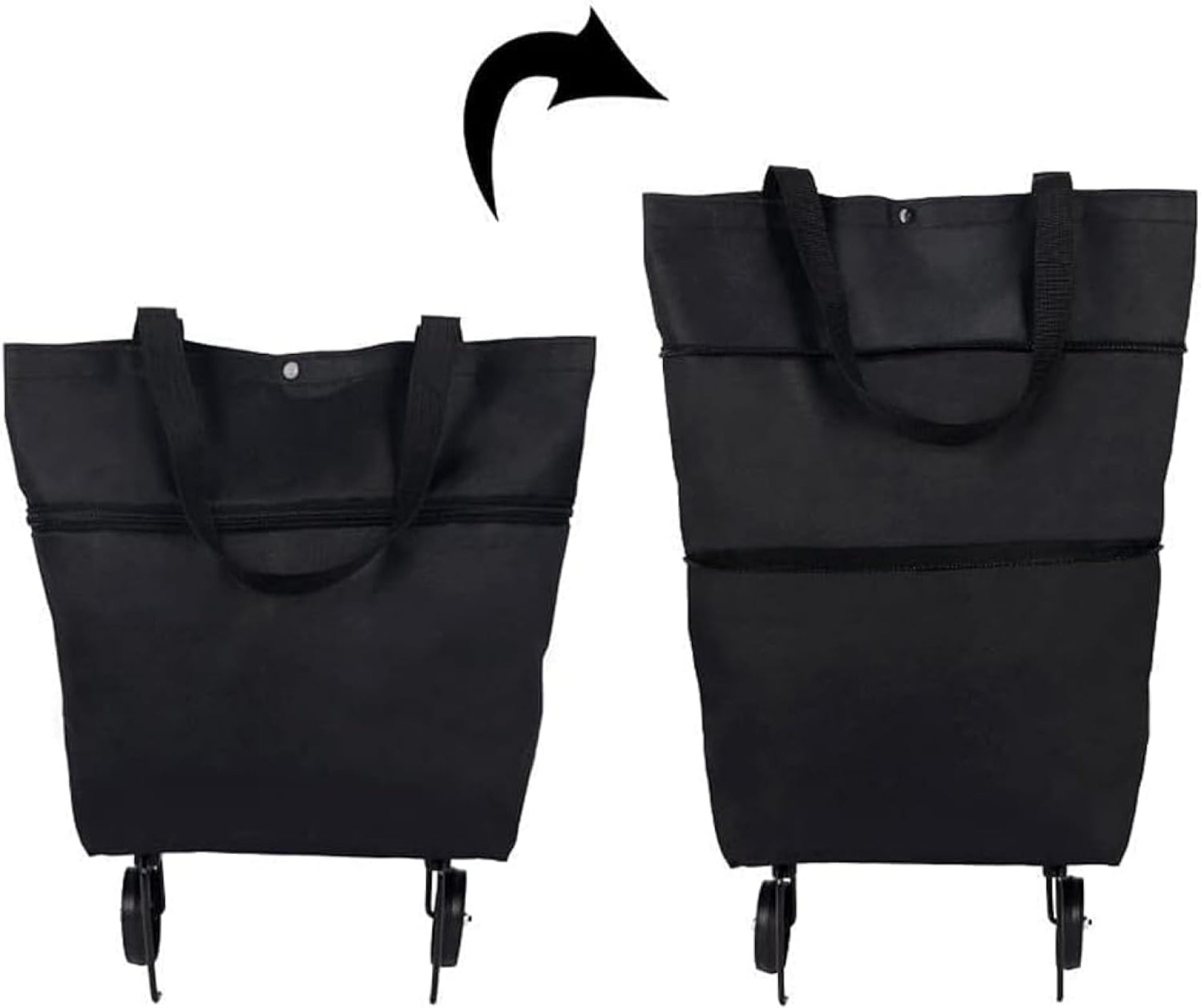 CLINES Foldable Shopping Bag with Wheels, Collapsible Portable Trolley Bags, Tote Grocery Bags Shopping Cart (Black) CLINES Foldable Shopping Bag with Wheels, Collapsible Portable Trolley Bags, Tote Grocery Bags Shopping Cart (Black)