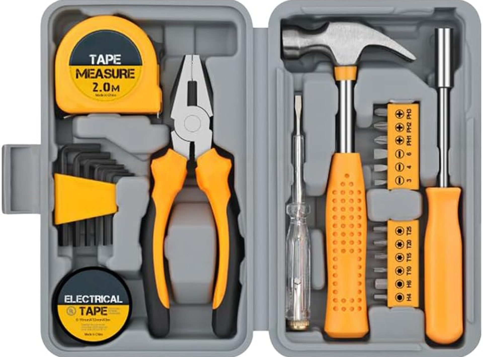 Eacam 24Pcs Household Hand Tool Kit with Plastic Toolbox Storage Case, All Purpose Essential Tools for Office Home Repairs Eacam 24Pcs Household Hand Tool Kit with Plastic Toolbox Storage Case, All Purpose Essential Tools for Office Home Repairs
