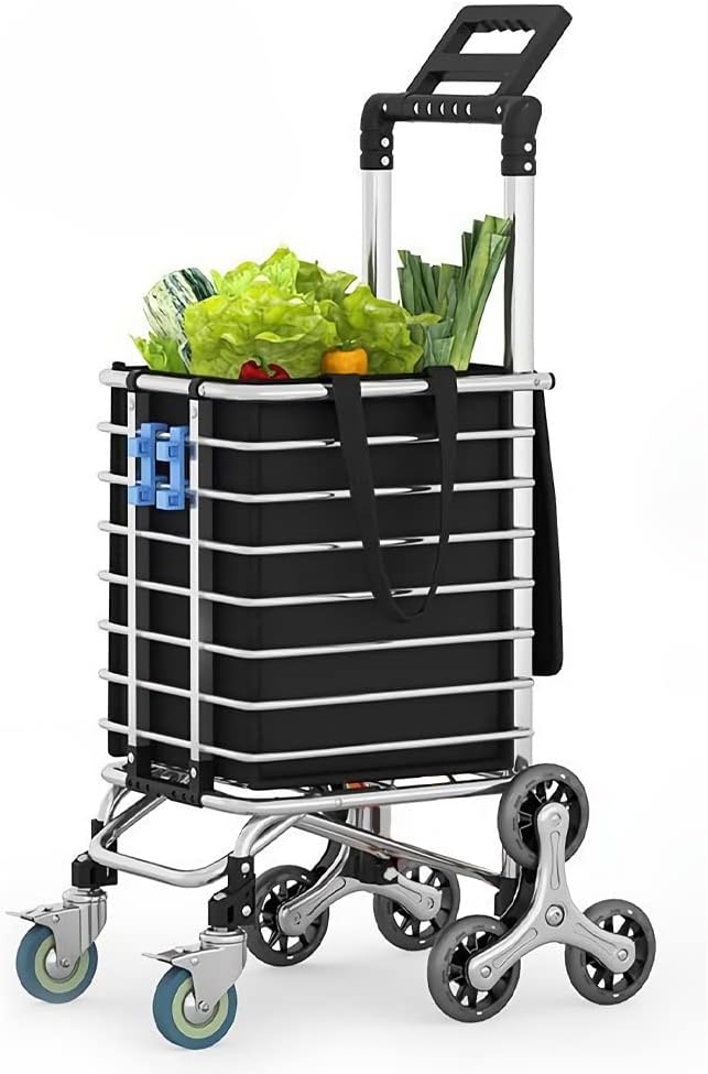 Folding Shopping Cart Trolley Bag Portable Grocery Utility Lightweight Stair Climbing with 8 Wheels and Waterproof Canvas Bag Folding Shopping Cart Trolley Bag Portable Grocery Utility Lightweight Stair Climbing with 8 Wheels and Waterproof Canvas Bag