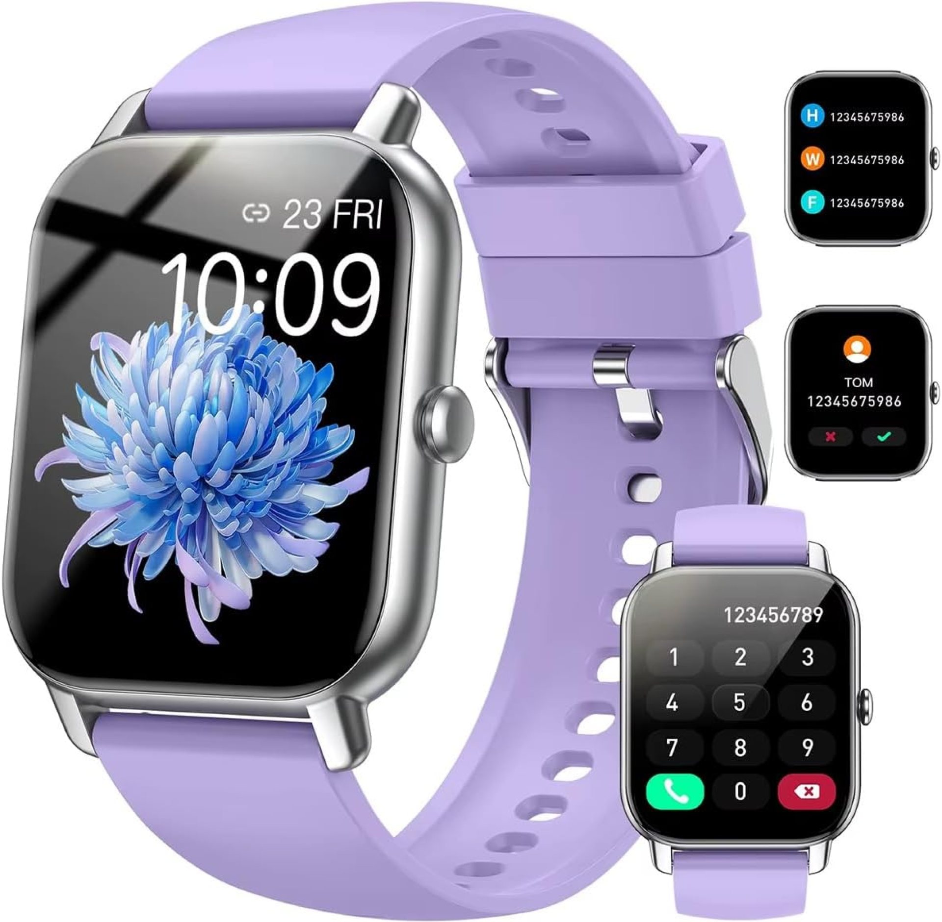 Smart Watch for Men & Women Fitness Answer & Make Calls, Sleep Monitor Step Counter, Heart Rate, Blood oxygen monitor, Compatible with Android iPhone, IP68 Waterproof, HD Touch Screen (Purple) Smart Watch for Men & Women Fitness Answer & Make Calls, Sleep Monitor Step Counter, Heart Rate, Blood oxygen monitor, Compatible with Android iPhone, IP68 Waterproof, HD Touch Screen (Purple)