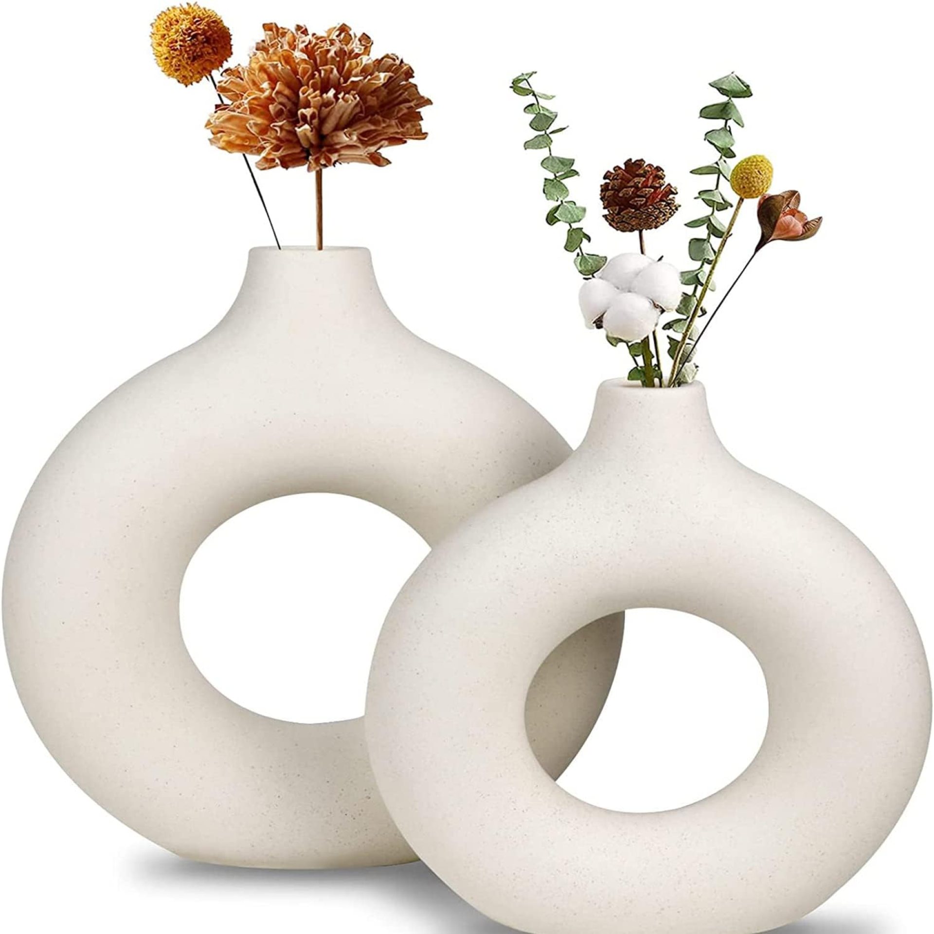 White Ceramic Vases Set of 2, Modern Vase for Minimalist Decor, Round Matte Pampas Flower Vases, Minimalist Nordic Boho Ins Style for Home Wedding, Party, Room, able Shelf Decor (M + L) White Ceramic Vases Set of 2, Modern Vase for Minimalist Decor, Round Matte Pampas Flower Vases, Minimalist Nordic Boho Ins Style for Home Wedding, Party, Room, able Shelf Decor (M + L)