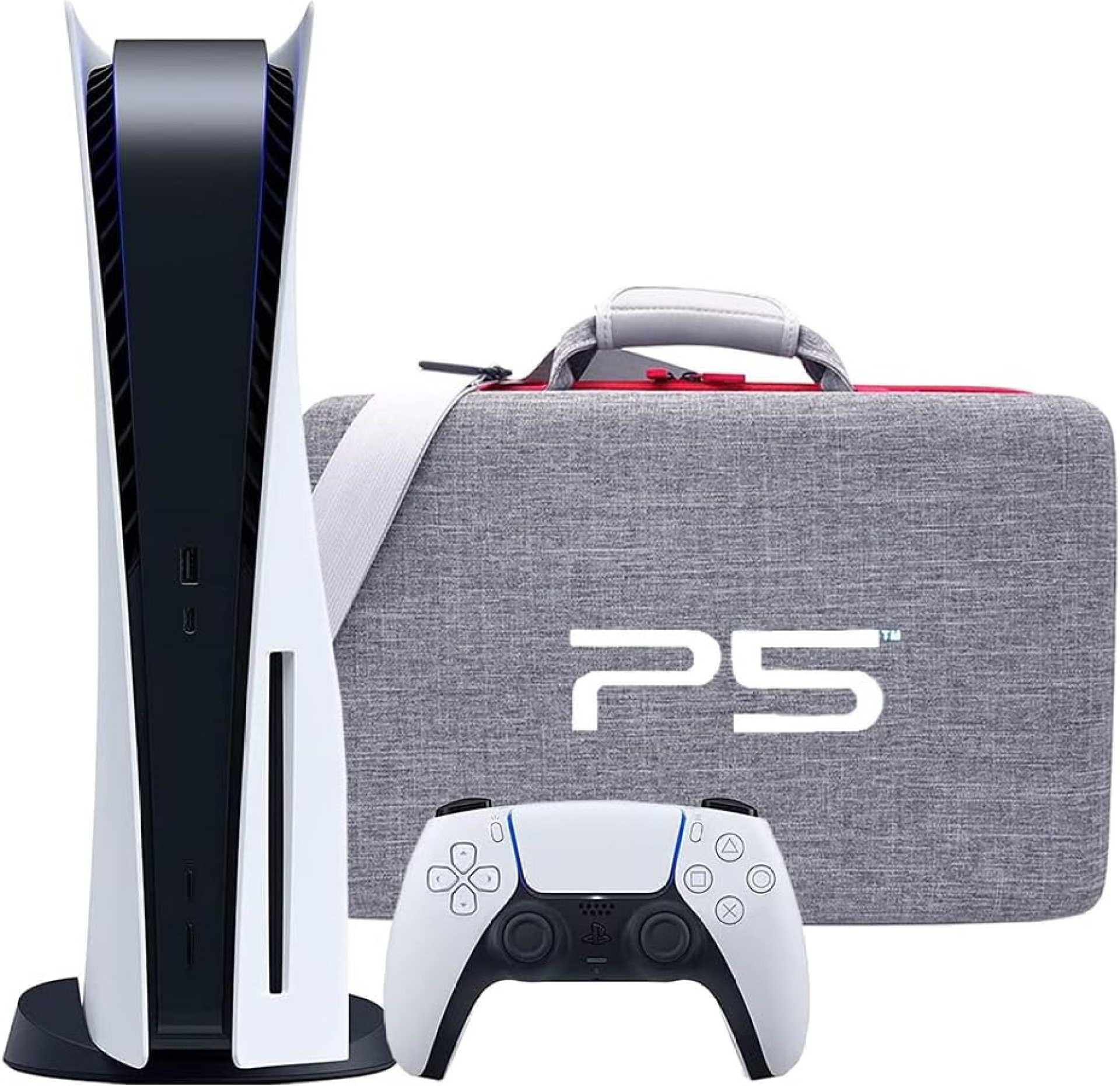 CARONIC Carrying Case for PS5, Travel Bag Storage for PS5 Console Disc Digital Edition and Controllers, Protective Shoulder Bag for PS5, Controllers, Game Cards, HDMI Accessories Case (Gray) CARONIC Carrying Case for PS5, Travel Bag Storage for PS5 Console Disc Digital Edition and Controllers, Protective Shoulder Bag for PS5, Controllers, Game Cards, HDMI Accessories Case (Gray)