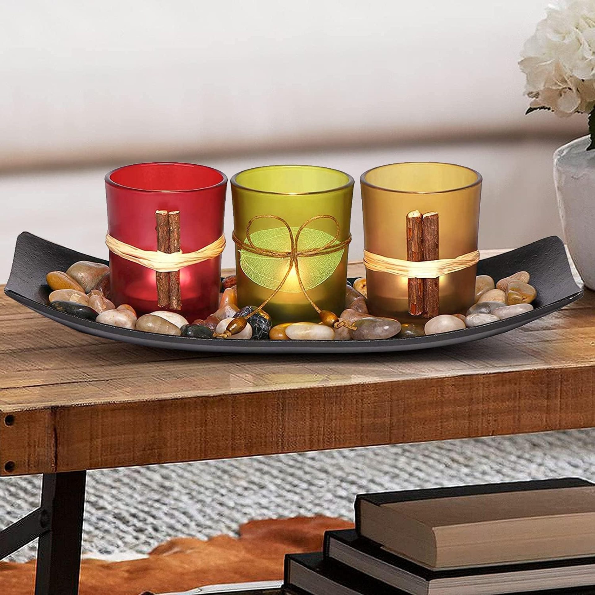 Candle Holders Tray Rocks, Home Decor Accents Gift Set, Natual Votive Candlescape Set of 3 Tea Light Natual Stones, Small Coffee Table Decor, Gift for Birthday, Mother’s Day, Anniversary Candle Holders Tray Rocks, Home Decor Accents Gift Set, Natual Votive Candlescape Set of 3 Tea Light Natual Stones, Small Coffee Table Decor, Gift for Birthday, Mother’s Day, Anniversary