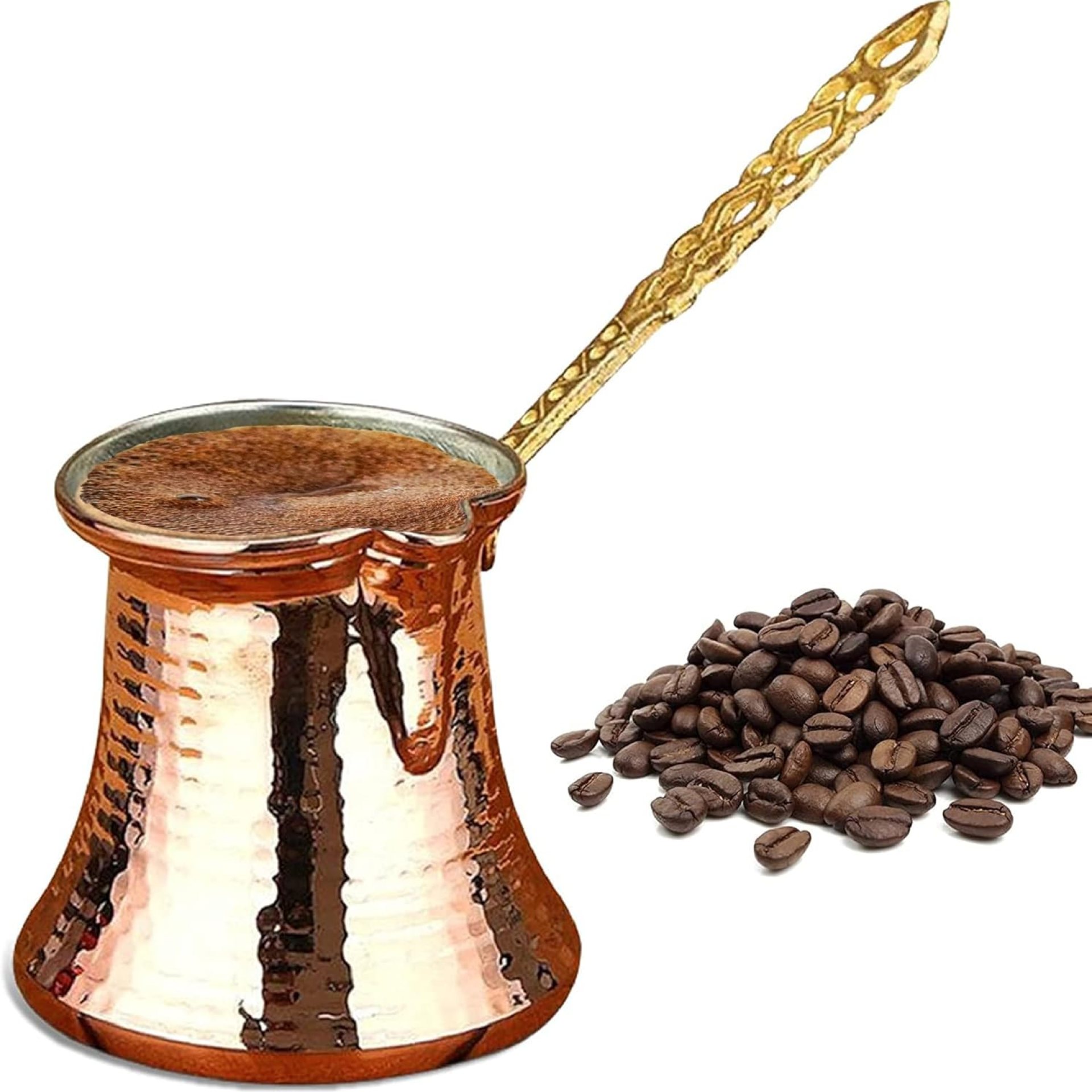 NALACAL Handcrafted Turkish Coffee Pot, Greek Arabic Coffee Maker, Hammered Copper Cezve with Brass Handle, Vintage Stove Top Coffee Maker, Traditional Ottoman Ibrik (8.3 oz) NALACAL Handcrafted Turkish Coffee Pot, Greek Arabic Coffee Maker, Hammered Copper Cezve with Brass Handle, Vintage Stove Top Coffee Maker, Traditional Ottoman Ibrik (8.3 oz)
