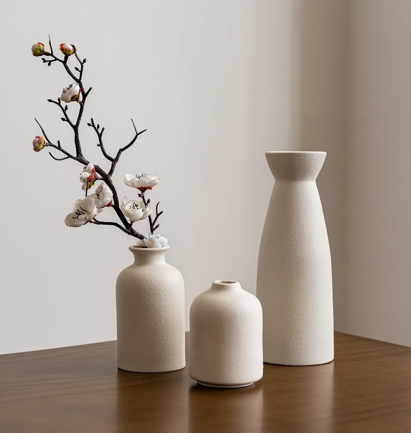 SKY-TOUCH Home Decor Ceramic Vase Set of 3 : Pampas Grass Dried Flowers Vase Morden Boho Vases Decoration Items for Living Room Home Kitchen Dinner Table Shelf Office Desk Decor (Beige) SKY-TOUCH Home Decor Ceramic Vase Set of 3 : Pampas Grass Dried Flowers Vase Morden Boho Vases Decoration Items for Living Room Home Kitchen Dinner Table Shelf Office Desk Decor (Beige)