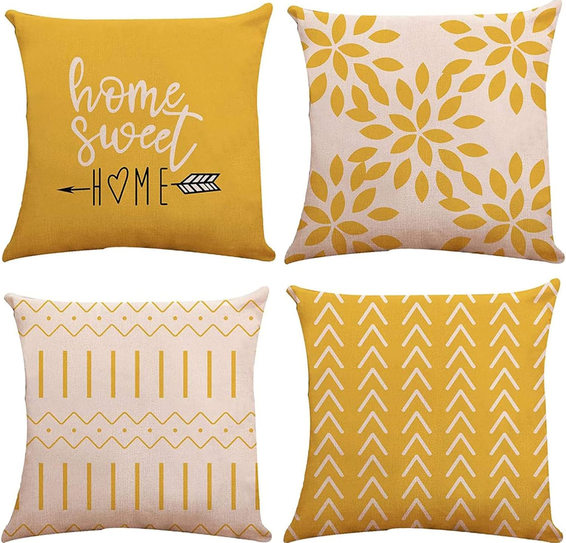 ELECDON Throw Pillow Cover, Modern Sofa Decorative Pillow Covers 18×18 Set of 4, Outdoor Linen Fabric Pillow Case for Couch Bed Car Home Sofa Couch Decoration 45x45cm (Yellow, 18×18, Set of 4) ELECDON Throw Pillow Cover, Modern Sofa Decorative Pillow Covers 18×18 Set of 4, Outdoor Linen Fabric Pillow Case for Couch Bed Car Home Sofa Couch Decoration 45x45cm (Yellow, 18×18, Set of 4)