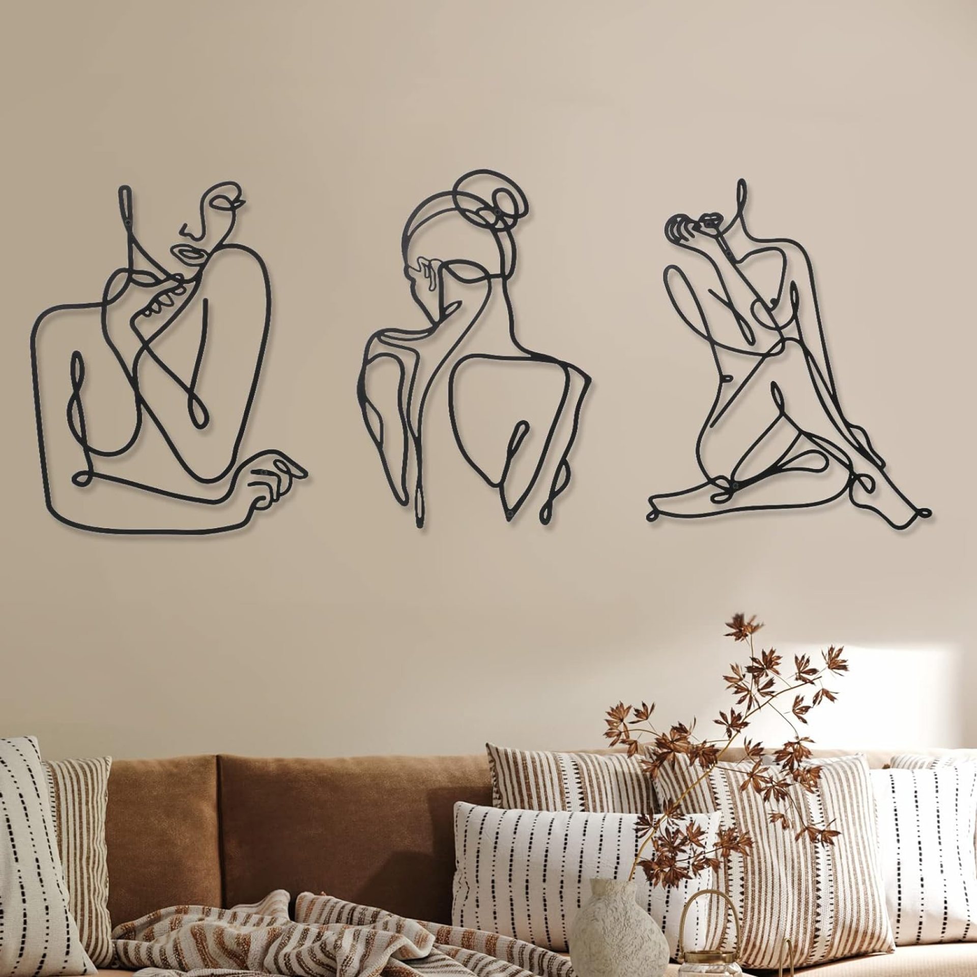 3 Pcs Metal Wall Art Decor Minimalist Abstract Woman Wall Art metal Modern Line Drawing Wall Art Decor Female Single Line Wall Home Hanging for Bedroom Kitchen Bathroom Living Room(Black, Modern) 3 Pcs Metal Wall Art Decor Minimalist Abstract Woman Wall Art metal Modern Line Drawing Wall Art Decor Female Single Line Wall Home Hanging for Bedroom Kitchen Bathroom Living Room(Black, Modern)