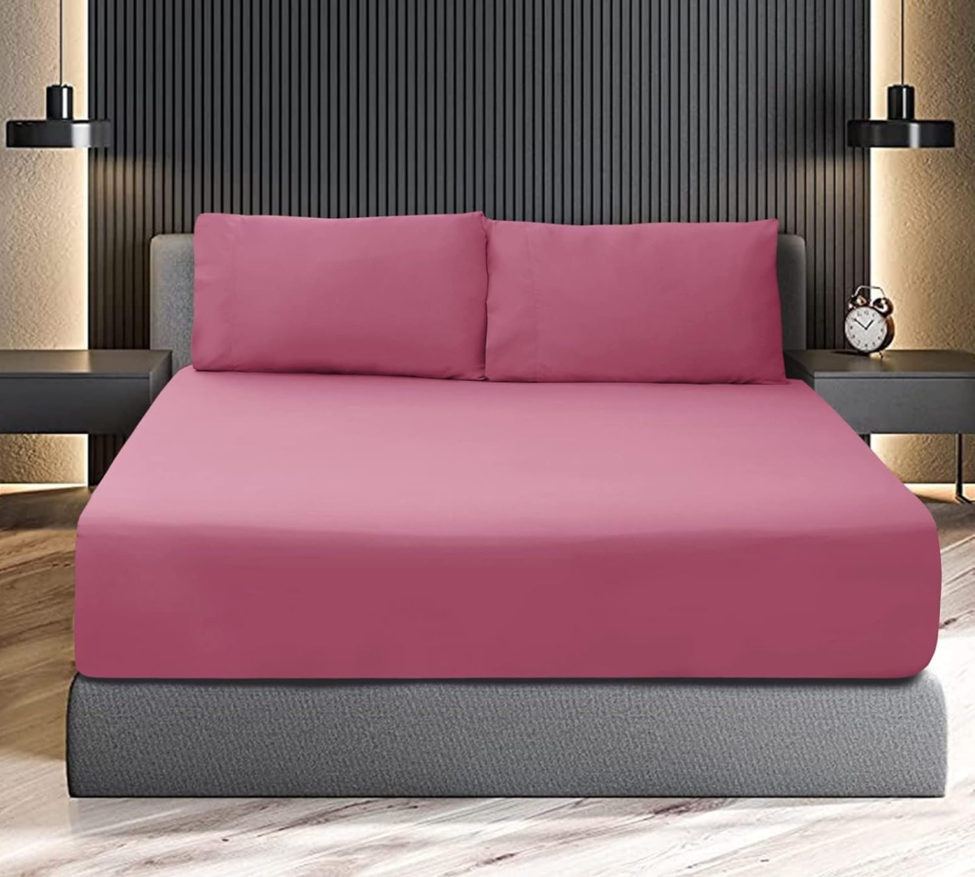 Firdous Queen Size Bed Sheet 3 pieces Fitted Sheet (150×200) Pillowcases (50×75+10) Soft Luxury Microfiber 40 Cm Deep Pocket Fitted Sheet Wrinkle Resistant Bed Sheet (Pink, Queen 3pcs sheet set) Firdous Queen Size Bed Sheet 3 pieces Fitted Sheet (150×200) Pillowcases (50×75+10) Soft Luxury Microfiber 40 Cm Deep Pocket Fitted Sheet Wrinkle Resistant Bed Sheet (Pink, Queen 3pcs sheet set)