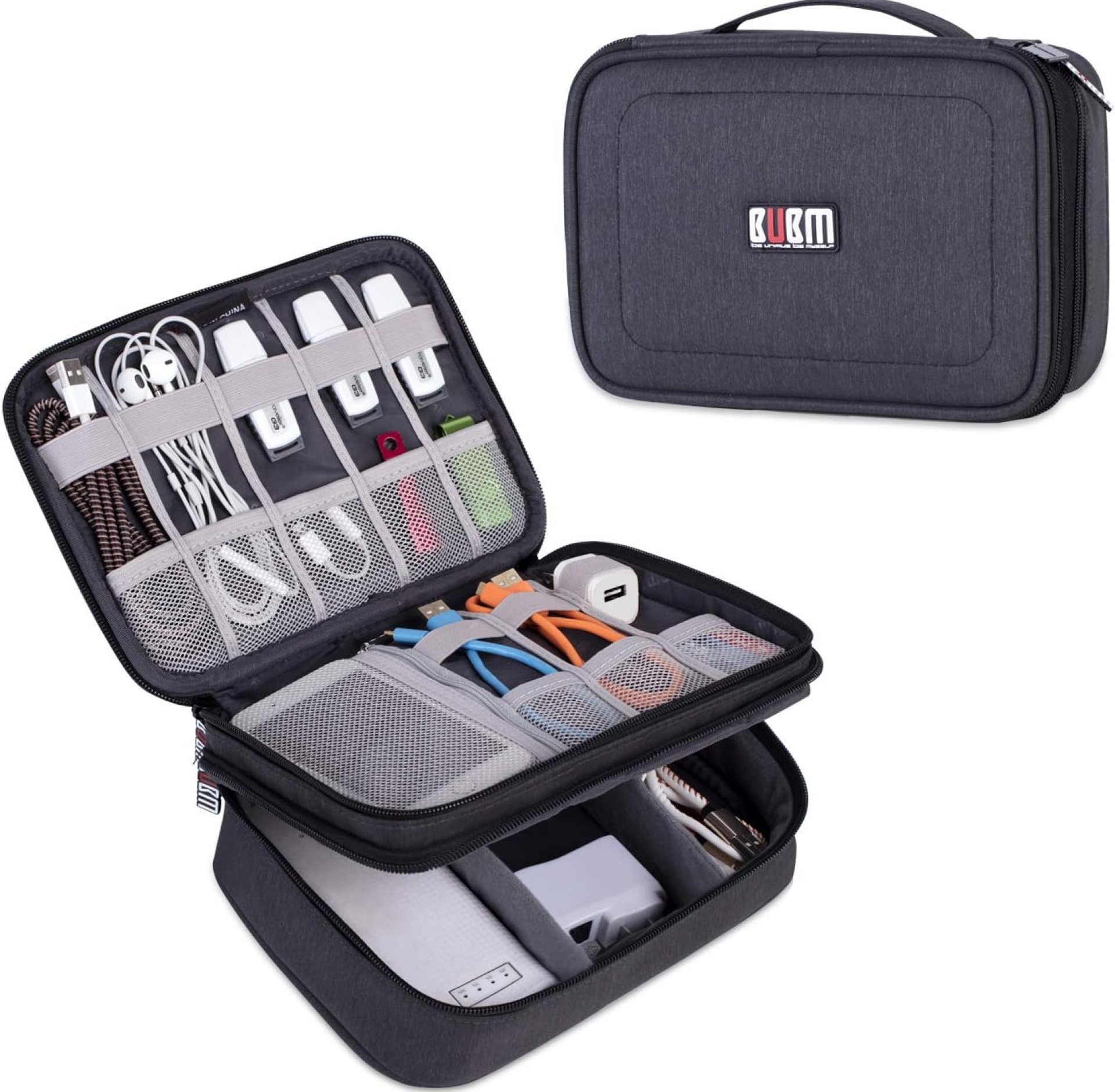 BUBM Waterproof Double Layer Travel Organizer Electronics Accessories Grid Digital Storage Bag Light Red for Watch Bands BUBM Waterproof Double Layer Travel Organizer Electronics Accessories Grid Digital Storage Bag Light Red for Watch Bands