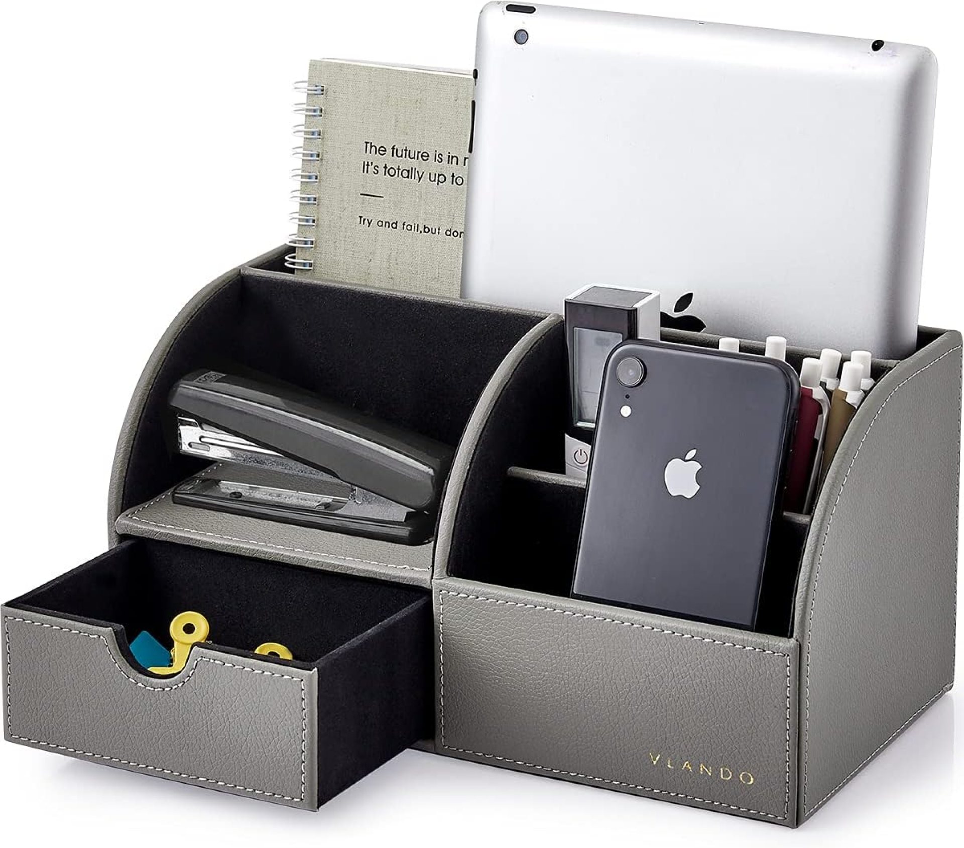 Vlando Desk Organizers with Drawer, Back to School Supplies for Desk Caddy Office Supplies with 5 Compartment Desktop Storage Holder with Drawer Organizer Section for Desk Accessories for Home(Gray) Vlando Desk Organizers with Drawer, Back to School Supplies for Desk Caddy Office Supplies with 5 Compartment Desktop Storage Holder with Drawer Organizer Section for Desk Accessories for Home(Gray)