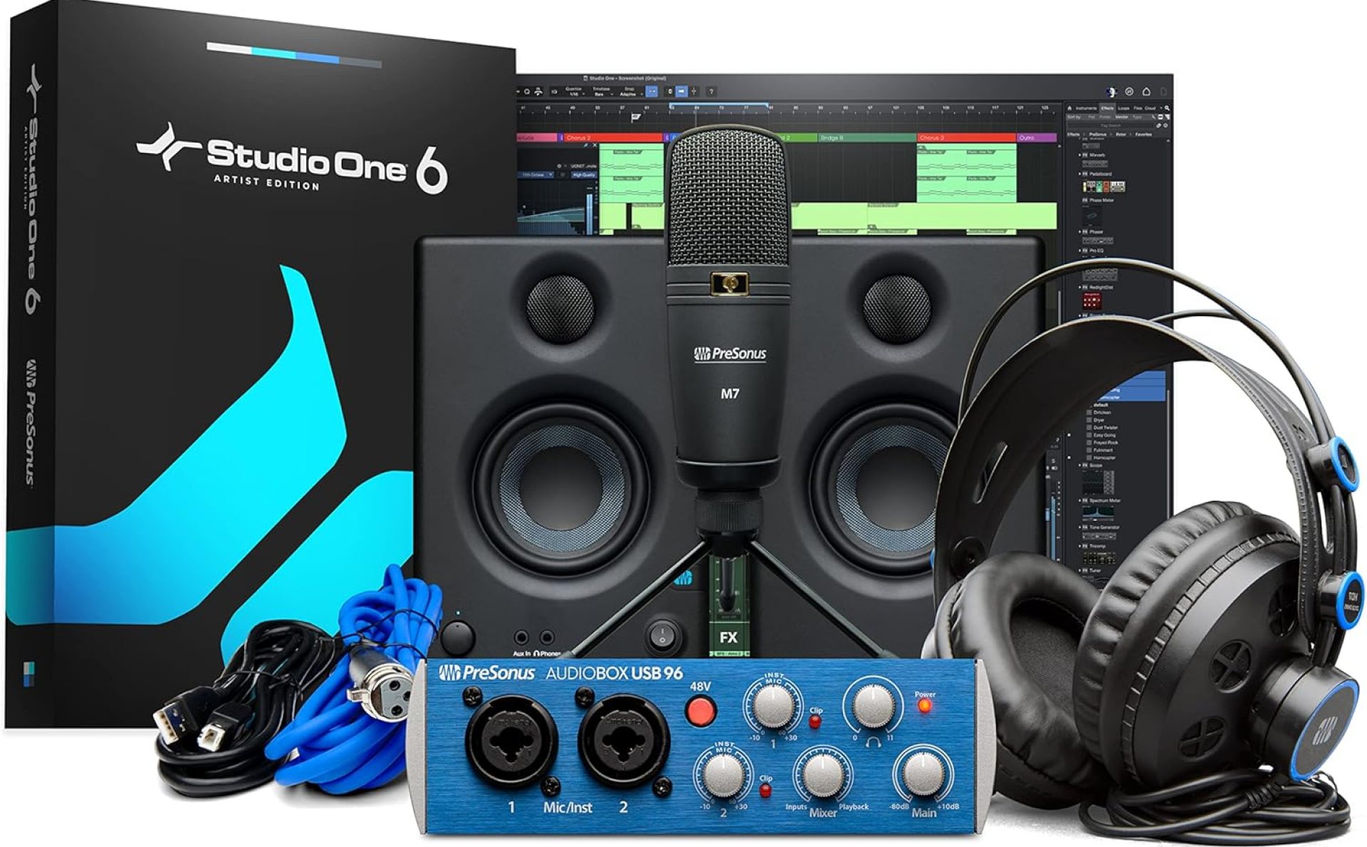 PresonUS Black Audiobox 96 Studio USb Recording Bundle With Interface, Headphones, Microphone And One Software Abox96K Ultimate PresonUS Black Audiobox 96 Studio USb Recording Bundle With Interface, Headphones, Microphone And One Software Abox96K Ultimate