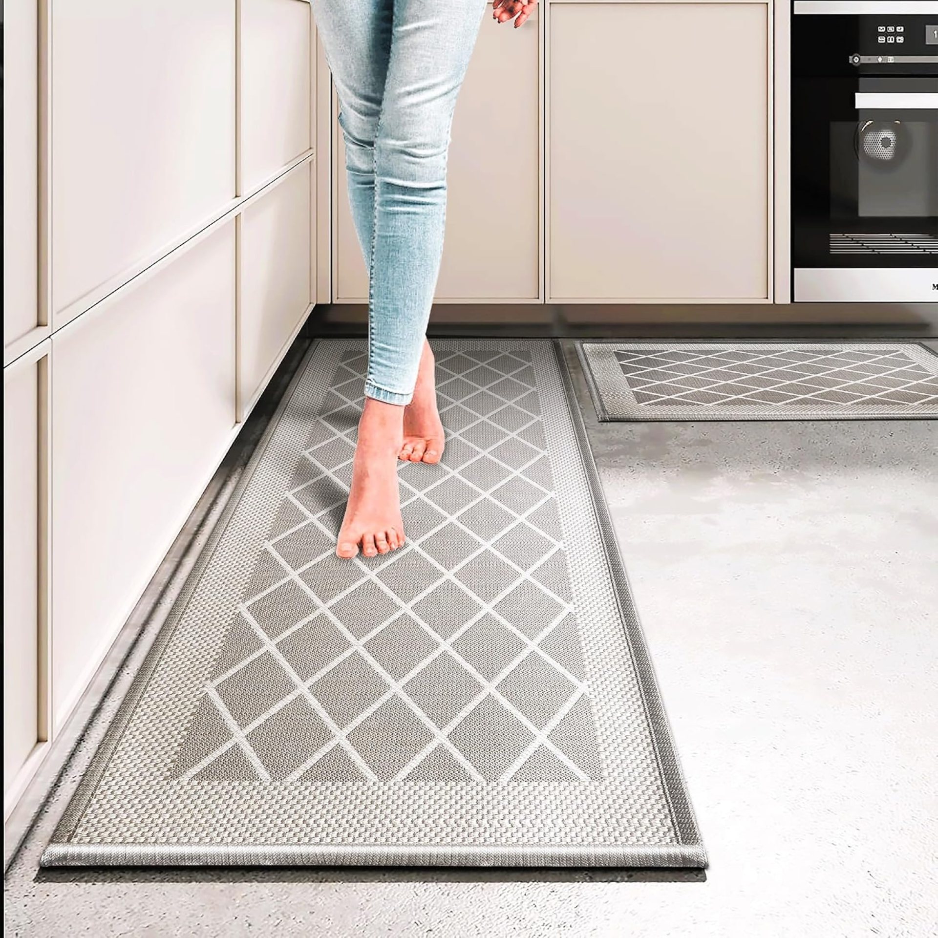 Modern 2-Piece Kitchen Mat Set – Elegant Premium Design, 120×44 cm & 75×44 cm, Anti-Fatigue & Sturdy with Rubber Backing, Washable, Oil & Water Resistant – Easy Care, 2024 Edition Kitchen Rug and Mats Modern 2-Piece Kitchen Mat Set – Elegant Premium Design, 120×44 cm & 75×44 cm, Anti-Fatigue & Sturdy with Rubber Backing, Washable, Oil & Water Resistant – Easy Care, 2024 Edition Kitchen Rug and Mats