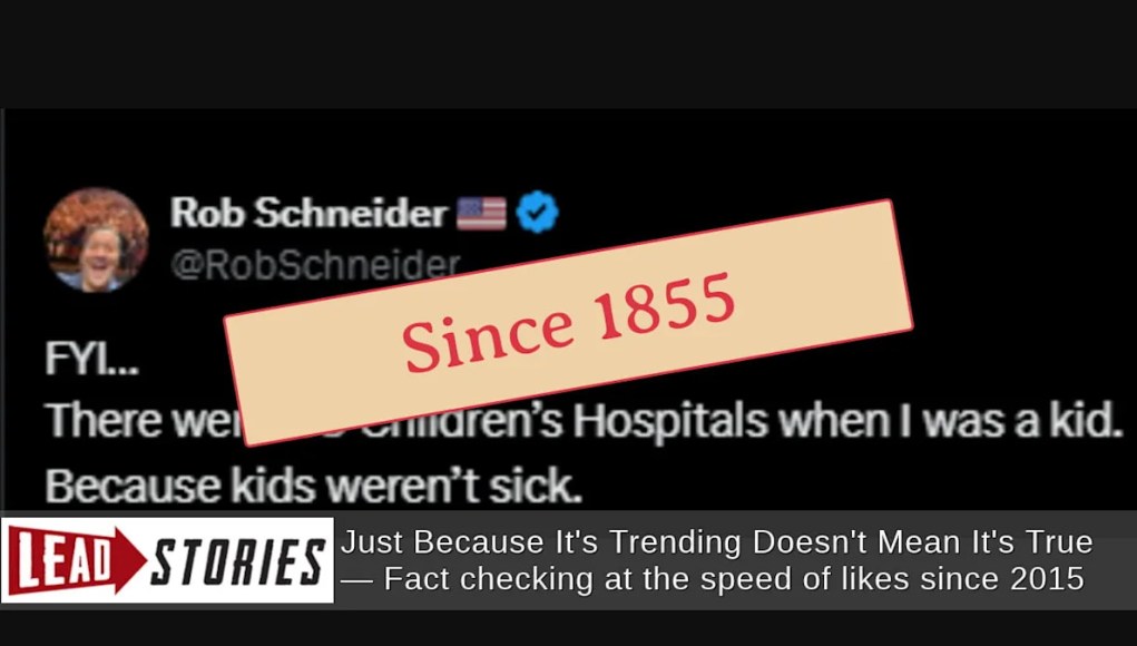 Había hospitales infantiles en Estados Unidos cuando Rob Schneider era niño, al menos desde 1855 Había hospitales infantiles en Estados Unidos cuando Rob Schneider era niño, al menos desde 1855