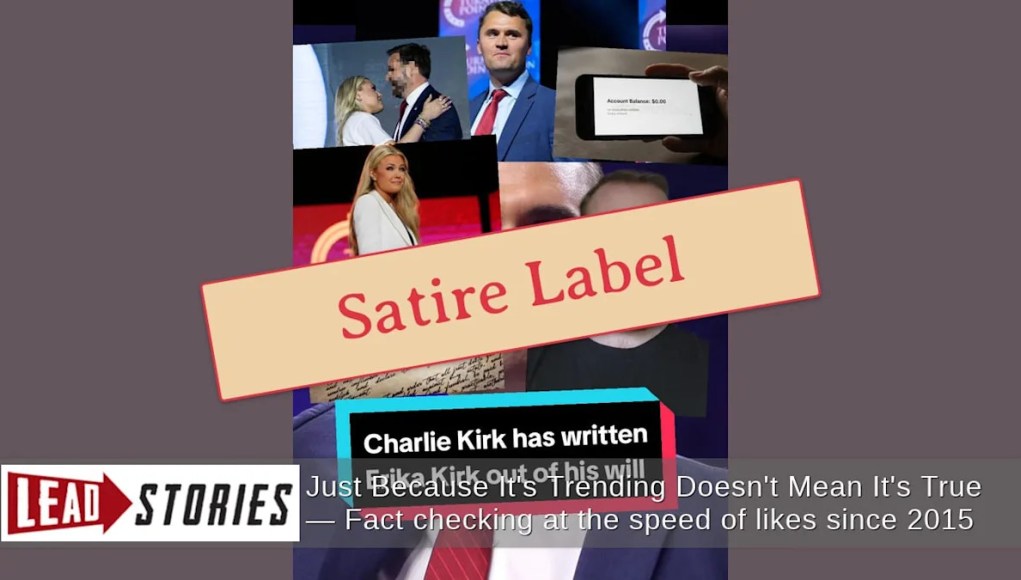 NO HAY EVIDENCIA Charlie Kirk eliminó a Erika Kirk de su testamento después de una sospecha de romance con JD Vance NO HAY EVIDENCIA Charlie Kirk eliminó a Erika Kirk de su testamento después de una sospecha de romance con JD Vance
