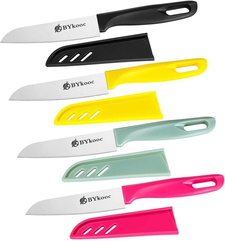 8 pieces Paring Knives (4PCS Peeling Knives and 4PCS Knife Sheath), Ultra Sharp Vegetable and Fruit Knife,German Steel Small Kitchen Knife with PP Plastic Ergonomic Handle 8 pieces Paring Knives (4PCS Peeling Knives and 4PCS Knife Sheath), Ultra Sharp Vegetable and Fruit Knife,German Steel Small Kitchen Knife with PP Plastic Ergonomic Handle