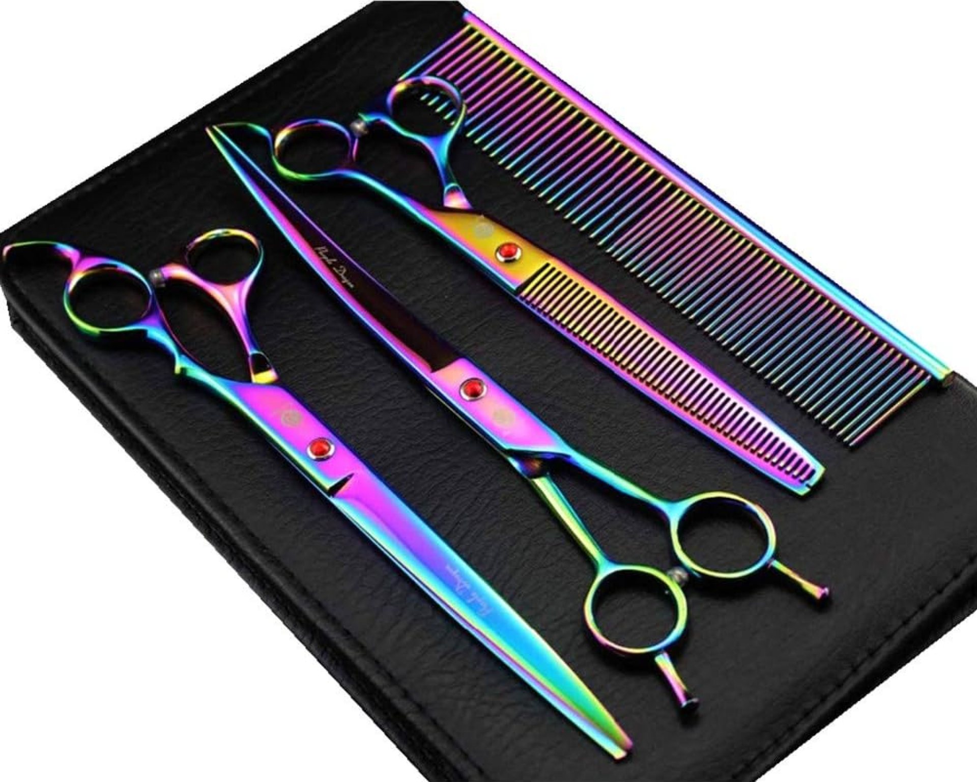 Purple Dragon 8.0 inch Dog Hair Cutting, Curved and Thinning Scissors Shear Pet Grooming Tool Kit Purple Dragon 8.0 inch Dog Hair Cutting, Curved and Thinning Scissors Shear Pet Grooming Tool Kit