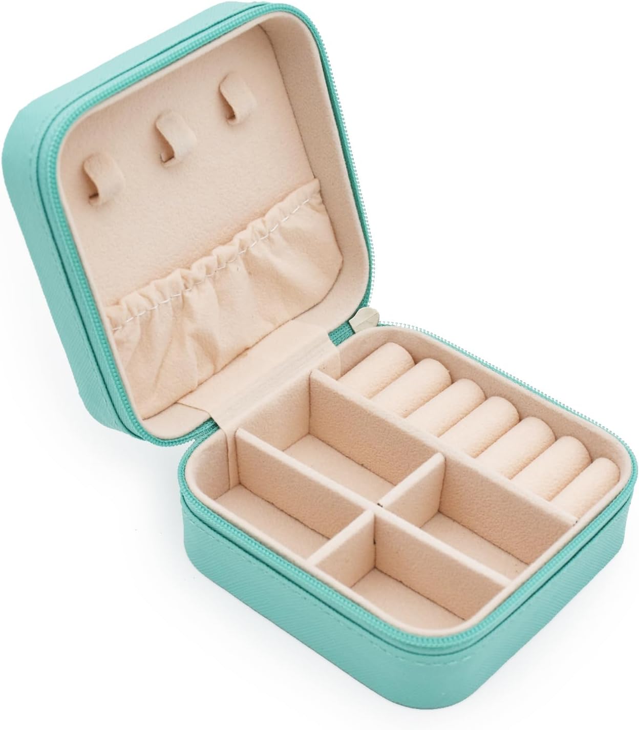 MODENGKONGJIAN Mini Jewelry Travel Case, PU Leather Travel Jewelry Organizer Box, Small Portable Portable Jewellery Storage Holder for Womens Rings Earrings Necklaces Bracelets (Blue) MODENGKONGJIAN Mini Jewelry Travel Case, PU Leather Travel Jewelry Organizer Box, Small Portable Portable Jewellery Storage Holder for Womens Rings Earrings Necklaces Bracelets (Blue)
