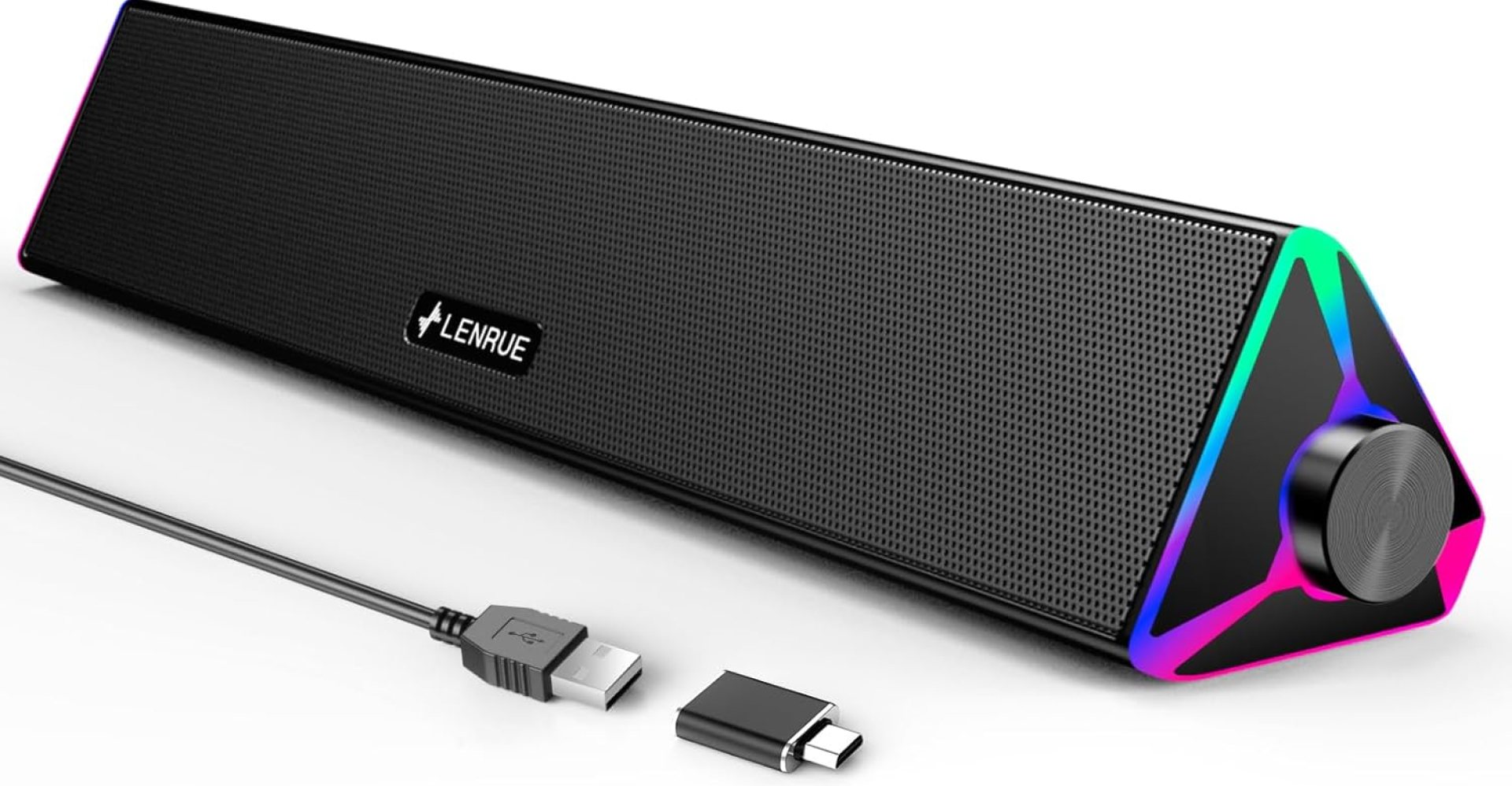 LENRUE Computer Speakers for Desktop,PC Speakers with Single USB for Power and Stereo Sound,Touch Lights Gaming Speakers Sound bar for Desktop PC Monitor Laptop(USB-C Adapter Included) LENRUE Computer Speakers for Desktop,PC Speakers with Single USB for Power and Stereo Sound,Touch Lights Gaming Speakers Sound bar for Desktop PC Monitor Laptop(USB-C Adapter Included)