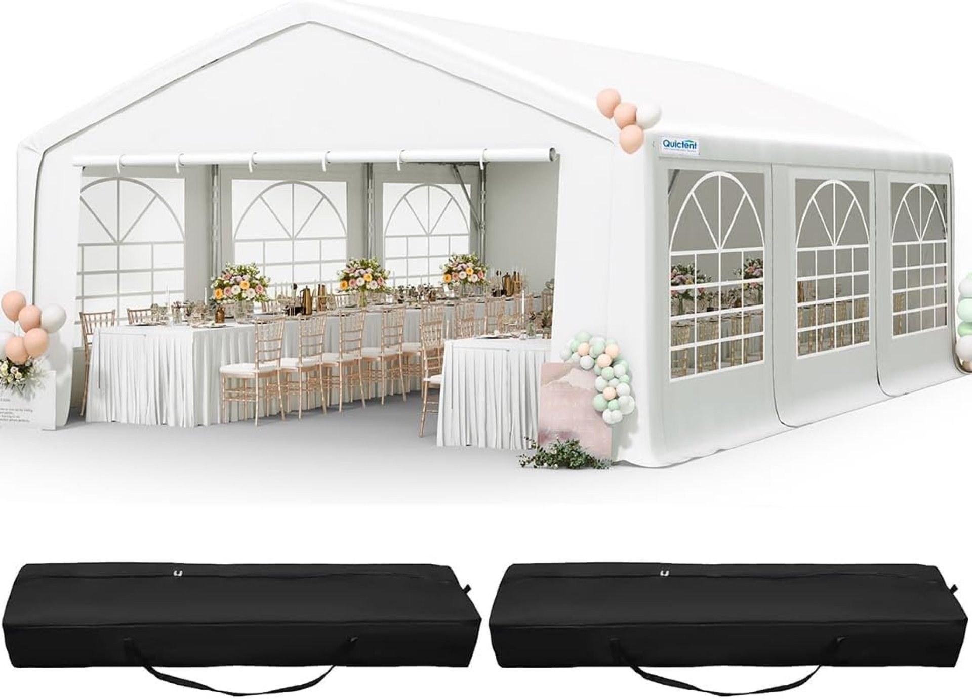Quictent 20x20ft Party Tent Outdoor Wedding Event Shelters Heavy Duty Upgraded Galvanized Canopy with Large White Roof, Removable Sidewalls & 3 Storage Bags Quictent 20x20ft Party Tent Outdoor Wedding Event Shelters Heavy Duty Upgraded Galvanized Canopy with Large White Roof, Removable Sidewalls & 3 Storage Bags