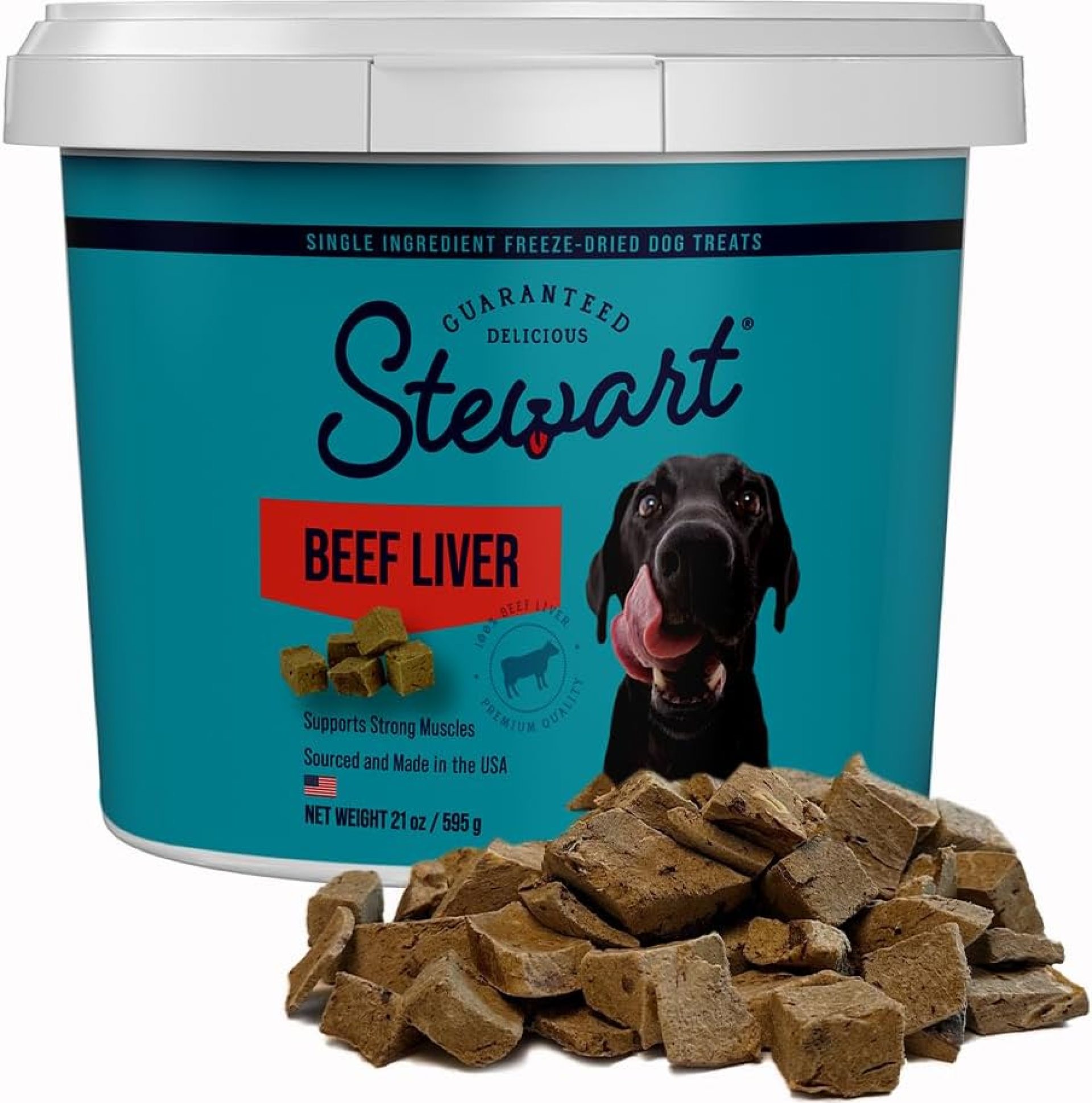 Stewart Single Ingredient Freeze Dried Raw Dog Treats, Beef Liver, 21 Ounce Value Size Resealable Tub, Training Treats or Meal Topper for All Size Dogs, High Protein, Grain-Free, Gluten-Free Stewart Single Ingredient Freeze Dried Raw Dog Treats, Beef Liver, 21 Ounce Value Size Resealable Tub, Training Treats or Meal Topper for All Size Dogs, High Protein, Grain-Free, Gluten-Free