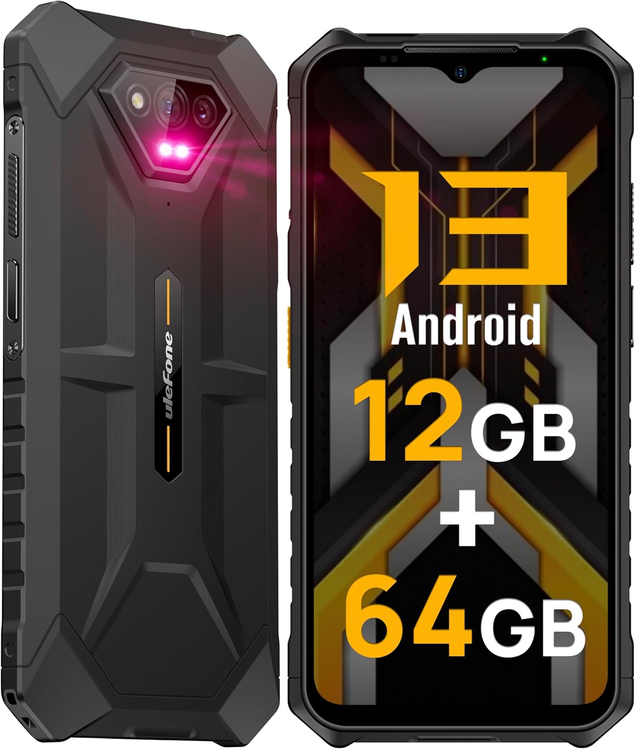Ulefone Armor X13 Rugged Phones 2023, 50MP Rear Camera, 24MP Night Vision Camera, Up to 12GB RAM, 64GB ROM, 6320mAh, Android 13, IP68/IP69K Unlocked Smartphone, 4G LTE Cell Phone (Black) Ulefone Armor X13 Rugged Phones 2023, 50MP Rear Camera, 24MP Night Vision Camera, Up to 12GB RAM, 64GB ROM, 6320mAh, Android 13, IP68/IP69K Unlocked Smartphone, 4G LTE Cell Phone (Black)