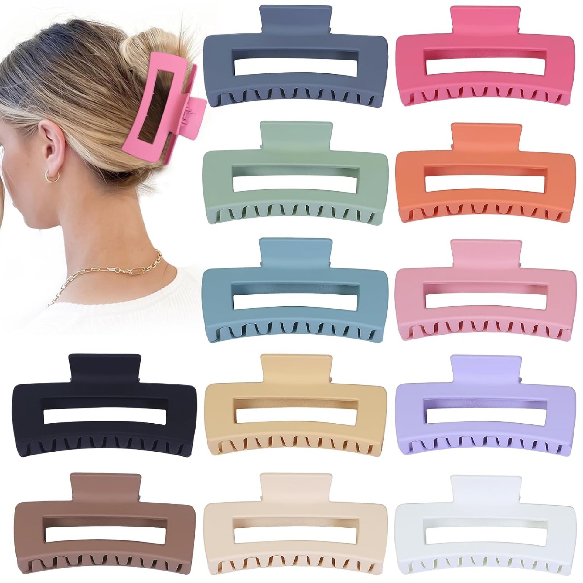 4.1 Inch Jumbo Hair Clips – 12 Pcs Colorful Square Jaw Clips for Thick Hair, Women and Girls Hair Accessories 4.1 Inch Jumbo Hair Clips – 12 Pcs Colorful Square Jaw Clips for Thick Hair, Women and Girls Hair Accessories