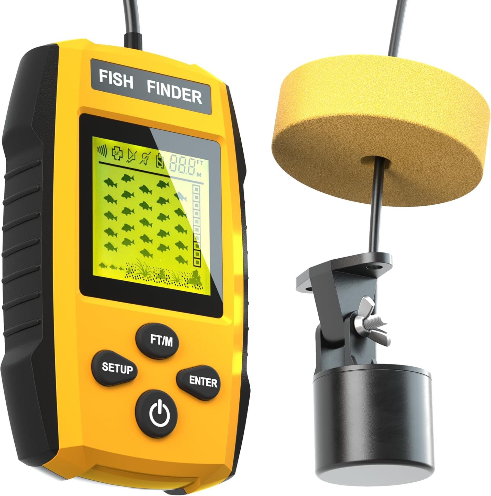 Portable Sonar Alarm Fish Finder with Sonar Transducer and LCD Display, for Kayak Fishing Boat Fishing Ice Fishing Portable Sonar Alarm Fish Finder with Sonar Transducer and LCD Display, for Kayak Fishing Boat Fishing Ice Fishing