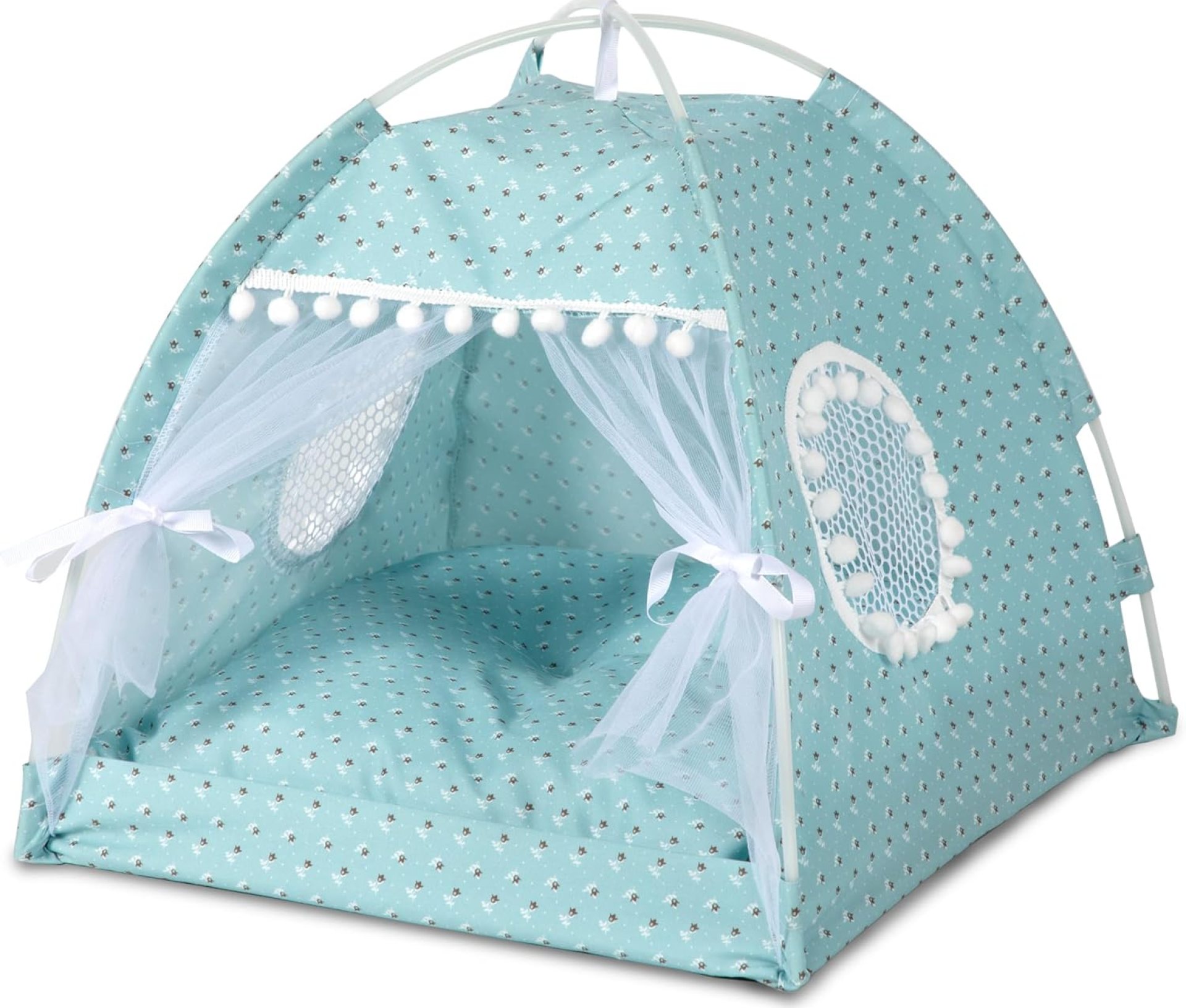 Gigreinc Cat Princess Indoor Tent House Pet Dog Cute Flower Cave Nest Bed Kitten Tent Suitable for Samll Dogs (M:38x38x36cm/15x15x14inch, Flower Green) Gigreinc Cat Princess Indoor Tent House Pet Dog Cute Flower Cave Nest Bed Kitten Tent Suitable for Samll Dogs (M:38x38x36cm/15x15x14inch, Flower Green)