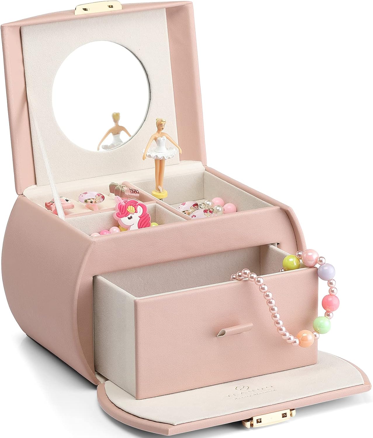 Vlando Kids Musical Jewelry Box for Girls with Drawer, Music Box with Ballerina and Stickers for Birthday Bedroom Decor, Gifts for Girls Kids – Pink Vlando Kids Musical Jewelry Box for Girls with Drawer, Music Box with Ballerina and Stickers for Birthday Bedroom Decor, Gifts for Girls Kids – Pink