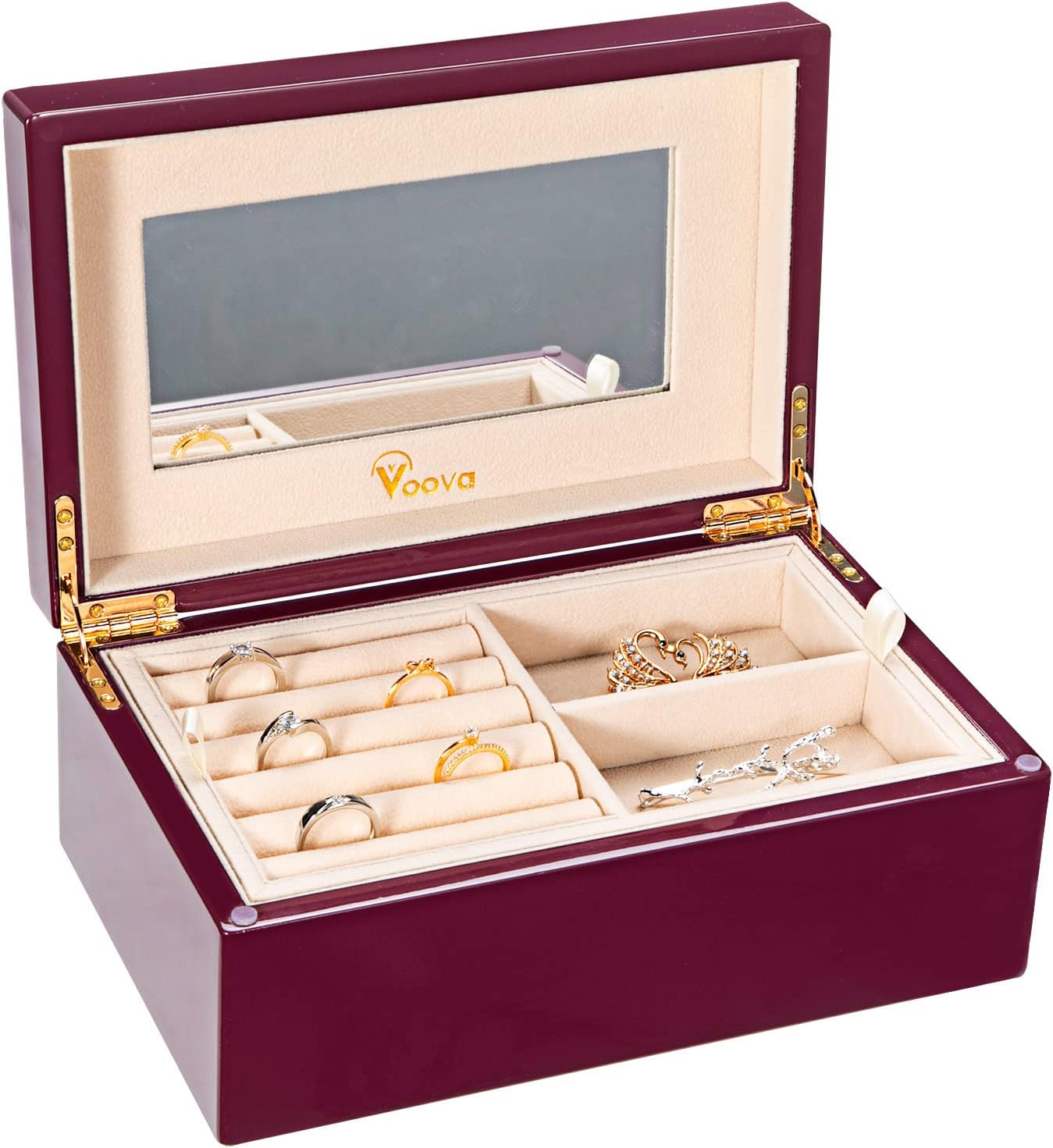 Voova Jewelry Box Organizer for Women Girls, 2 Layer Large Men Jewelry Storage Case, PU Leather Display Jewellery Holder with Removable Tray for Necklace Earrings Rings Bracelets (Purple, Medium) Voova Jewelry Box Organizer for Women Girls, 2 Layer Large Men Jewelry Storage Case, PU Leather Display Jewellery Holder with Removable Tray for Necklace Earrings Rings Bracelets (Purple, Medium)