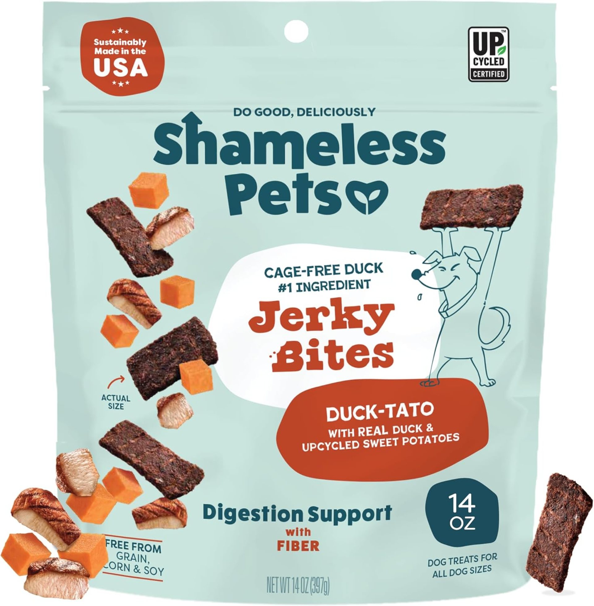 Shameless Pets Jerky Bites Treats, Duck-Tato – Healthy Dog Chews for Digestion Support with Fiber – Dog Treats with Real Cage-Free Duck – Free from Grain, Corn & Soy – 14 oz Shameless Pets Jerky Bites Treats, Duck-Tato – Healthy Dog Chews for Digestion Support with Fiber – Dog Treats with Real Cage-Free Duck – Free from Grain, Corn & Soy – 14 oz